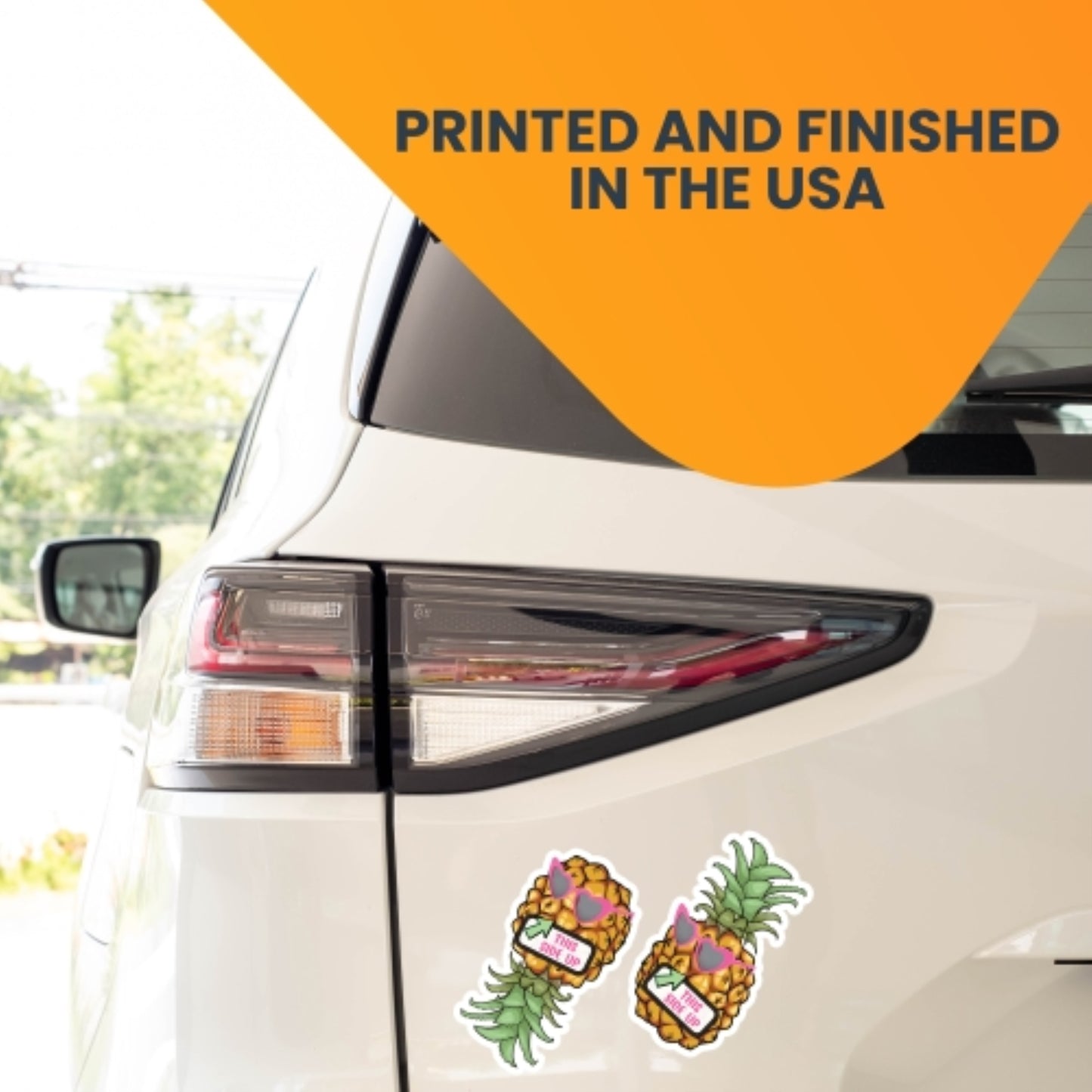 Magnet Me Up Combo 2 Pk This Side Up Right Side Up and Upside Down Pineapple with Sunglasses Magnet Decal, 4x6 Inch, Automotive Magnet for Car, Truck, SUV, Cruise Ship Door or Any Magnetic Surface