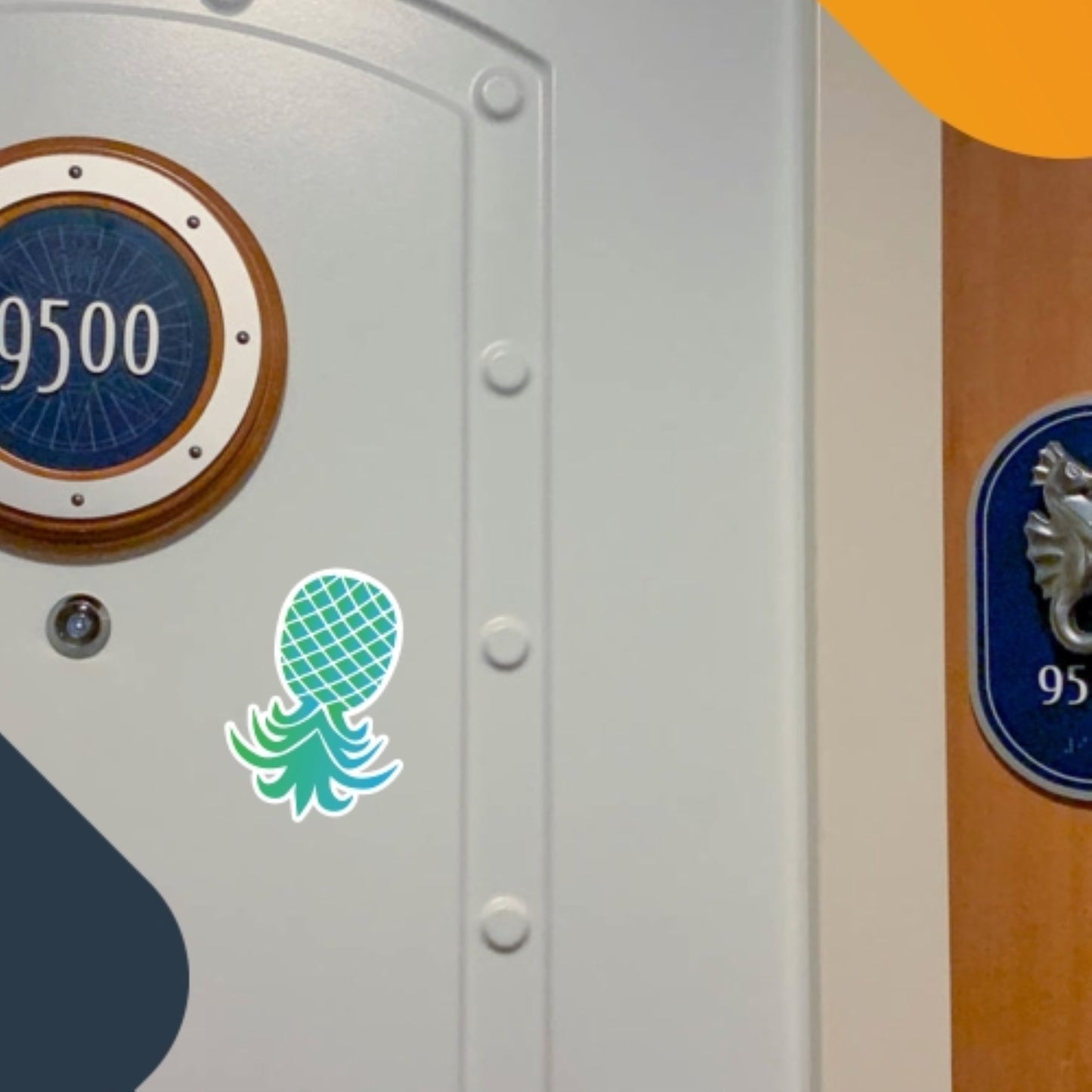 Magnet Me Up Upside Down Pineapple Magnet Decal, Blue and Green, 4x6 Inch, Heavy Duty Automotive Magnet for Car Truck SUV Or Any Other Magnetic Surface