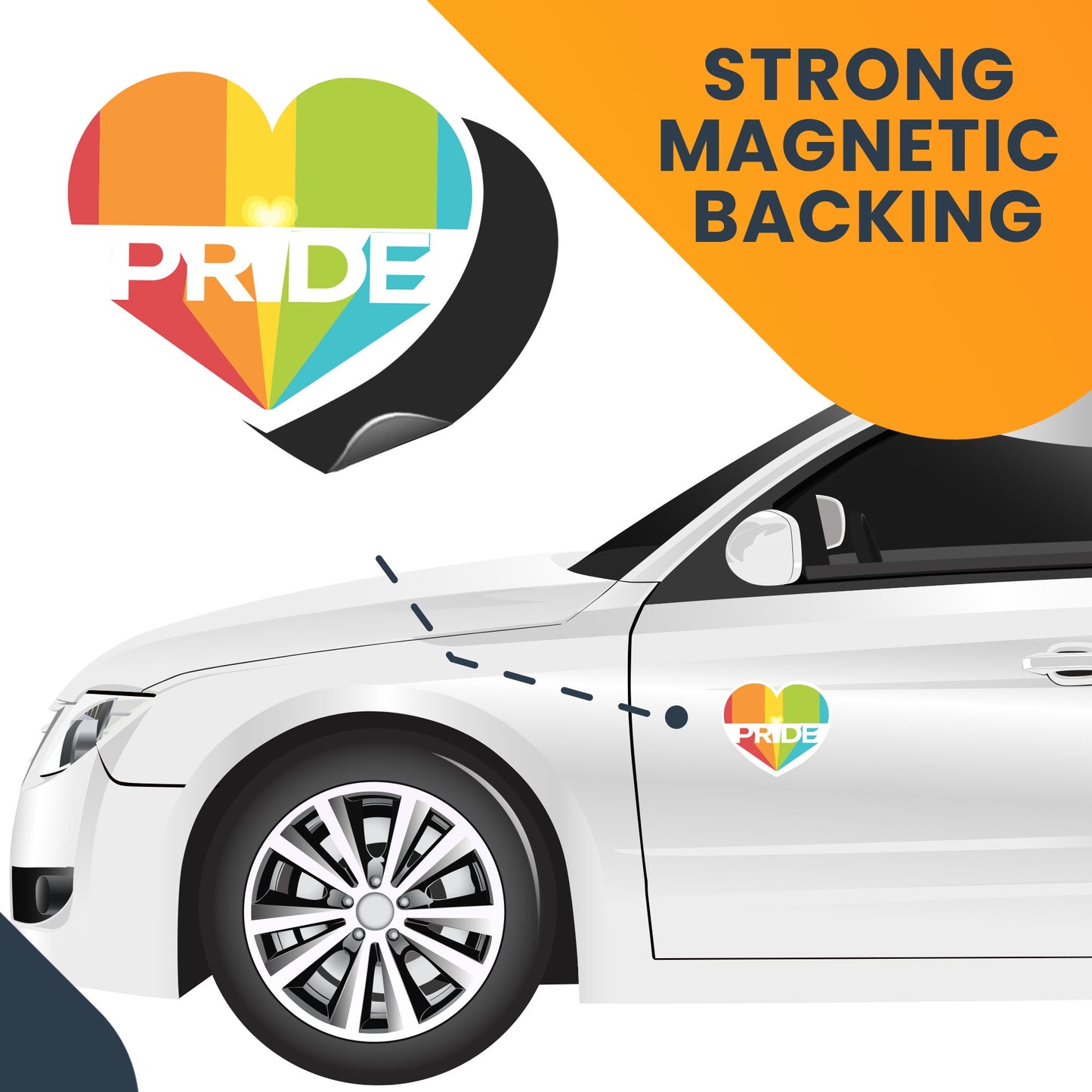 Magnet Me Up LGBTQA LGBTQ Pride Rainbow Heart Magnet Decal, 4.5x5 Inch, Support Gay Pride and Equality, Love Conquers All, Automotive Magnet for Car, Truck, Or Any Magnetic Surface, Made in USA