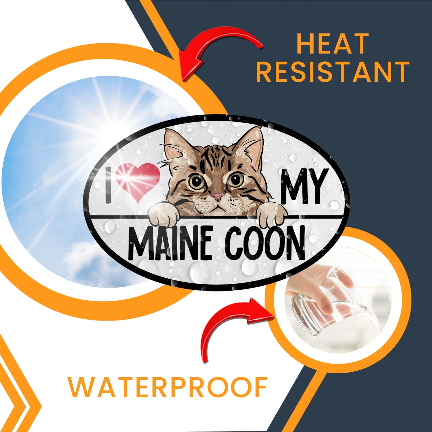 Magnet Me Up I Love My Maine Coon Cat Breed Car Magnet Decal, 4x6 Inches, Cute Peeking Cat Bumper Magnet, Car, Fridge, Charming and Eye Catching