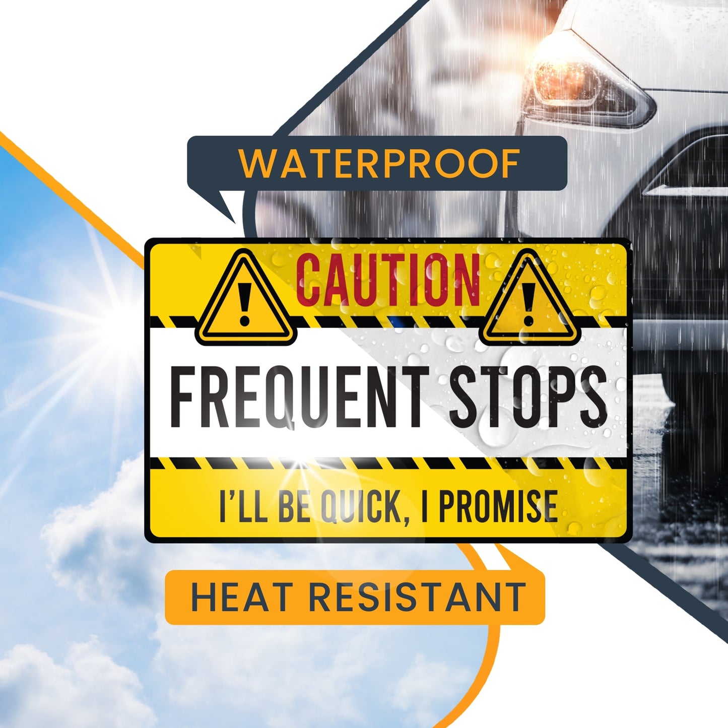 Magnet Me Up Caution Frequent Stops Delivery Driver Magnet Decal, 5x8 inch, Heavy Duty Automotive Magnet for Car Truck SUV Great for Delivery Drivers, Food, Service Delivery