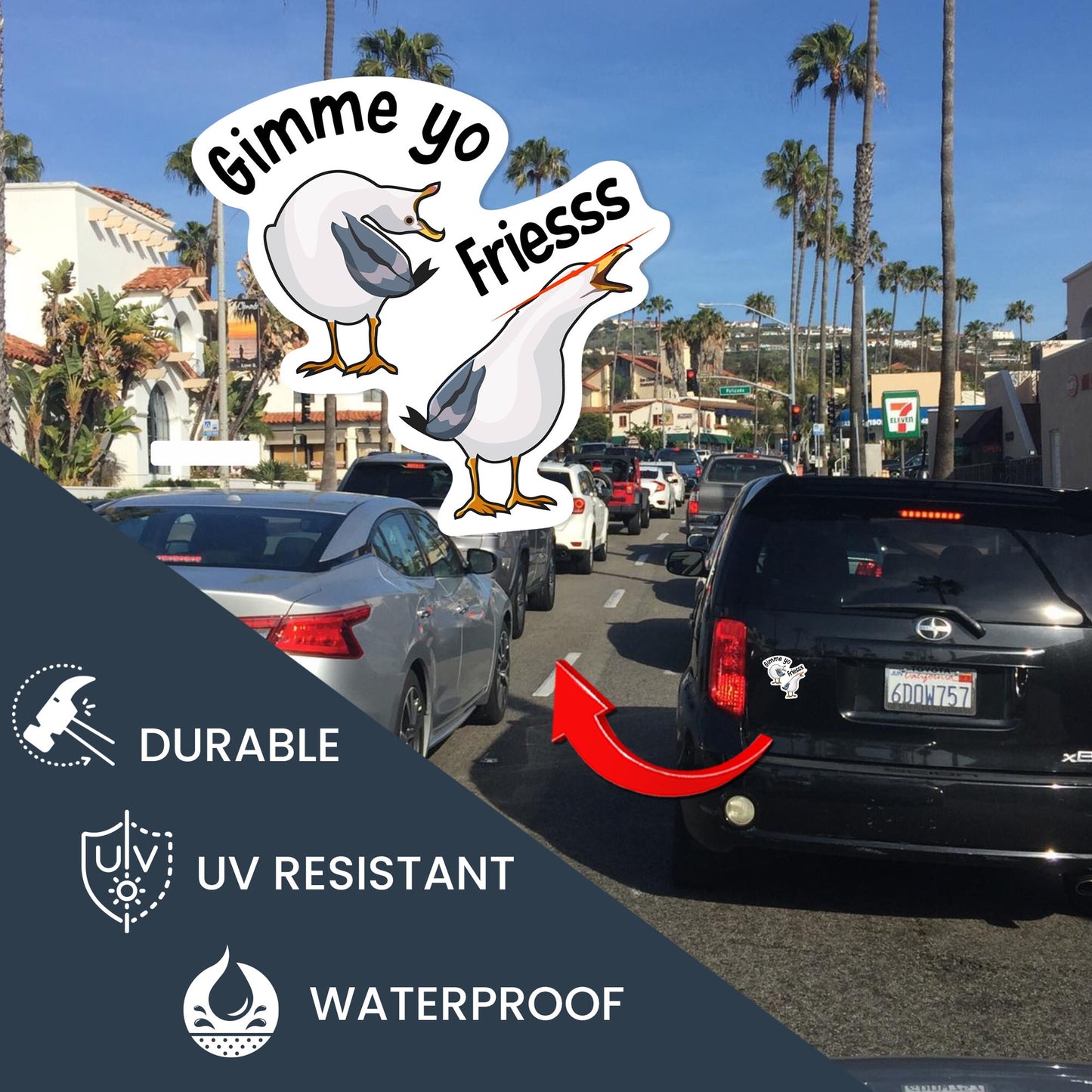 Magnet Me Up Gimme Yo Friess Car Magnet Decal, 5x5 Inch, Funny & Playful French Fries Car or Fridge Decoration, Bumper Magnet