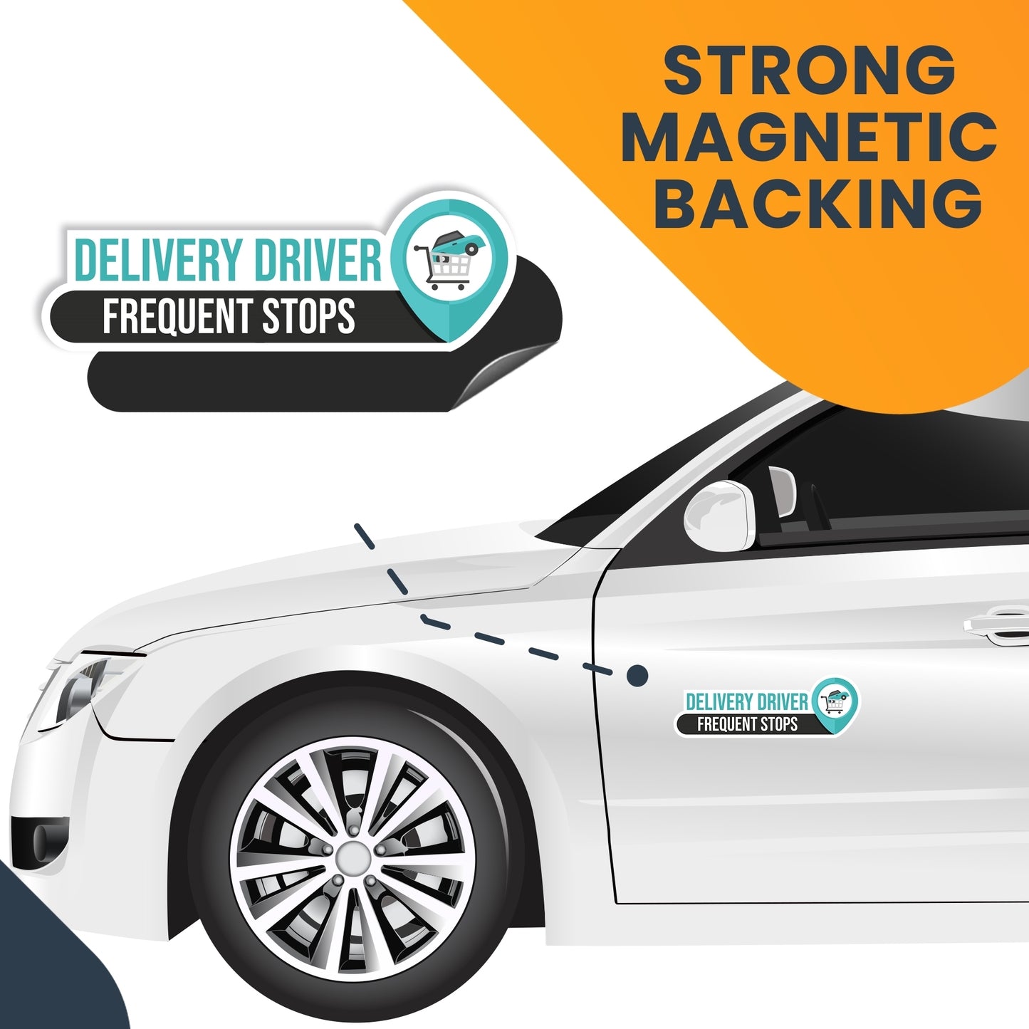 Magnet Me Up Black and Blue Frequent Stops Delivery Driver Magnet Decal, 8x3 inch, Heavy Duty Automotive Magnet for Car Truck SUV Great for Delivery Drivers, Food, Service Delivery