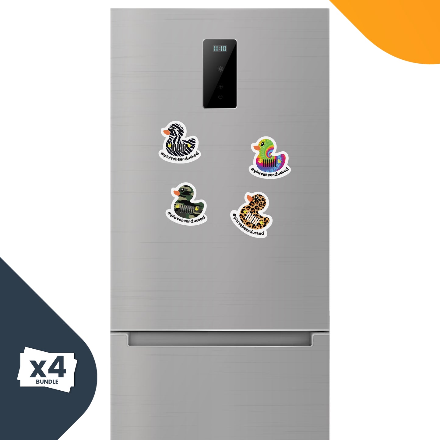 Magnet Me Up You've Been Ducked Cute Vehicle Duck Magnets, Ducking Game, 4 Pk, 4x4 in, Army Tie Dye Leopard Zebra, Bumper Magnet