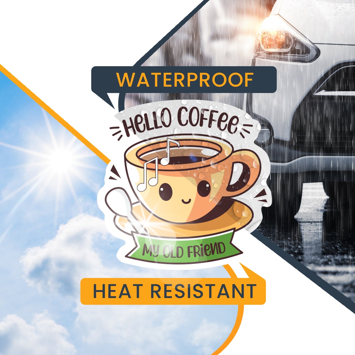 Magnet Me Up Hello Coffee My Old Friend Funny Cute Magnet Decal, 5 inch, Heavy Duty Automotive Magnet for Car, Truck, SUV Or Any Magnetic Surface, Funny Magnet Gift for Coffee Lovers