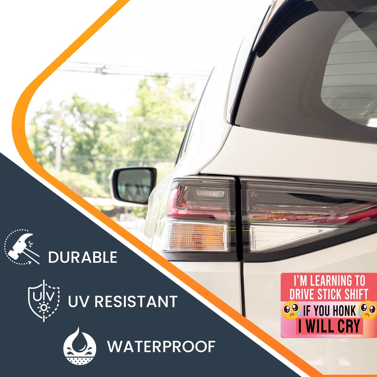 Magnet Me Up I'm Learning to Drive Stick Shift If You Honk I Will Cry Funny Driving Magnet Decal, 4x6 inch, Heavy Duty Automotive Magnet for Car Truck SUV