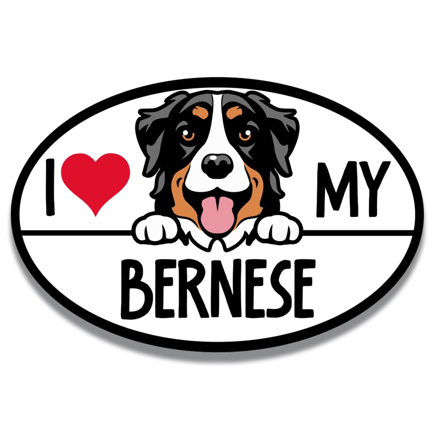 Magnet Me Up I Love My Bernese Dog Breed Car Magnet Decal, Mountain Dog Decorative Magnet, Friendly and Loyal Nature, Cute Peeking Dog