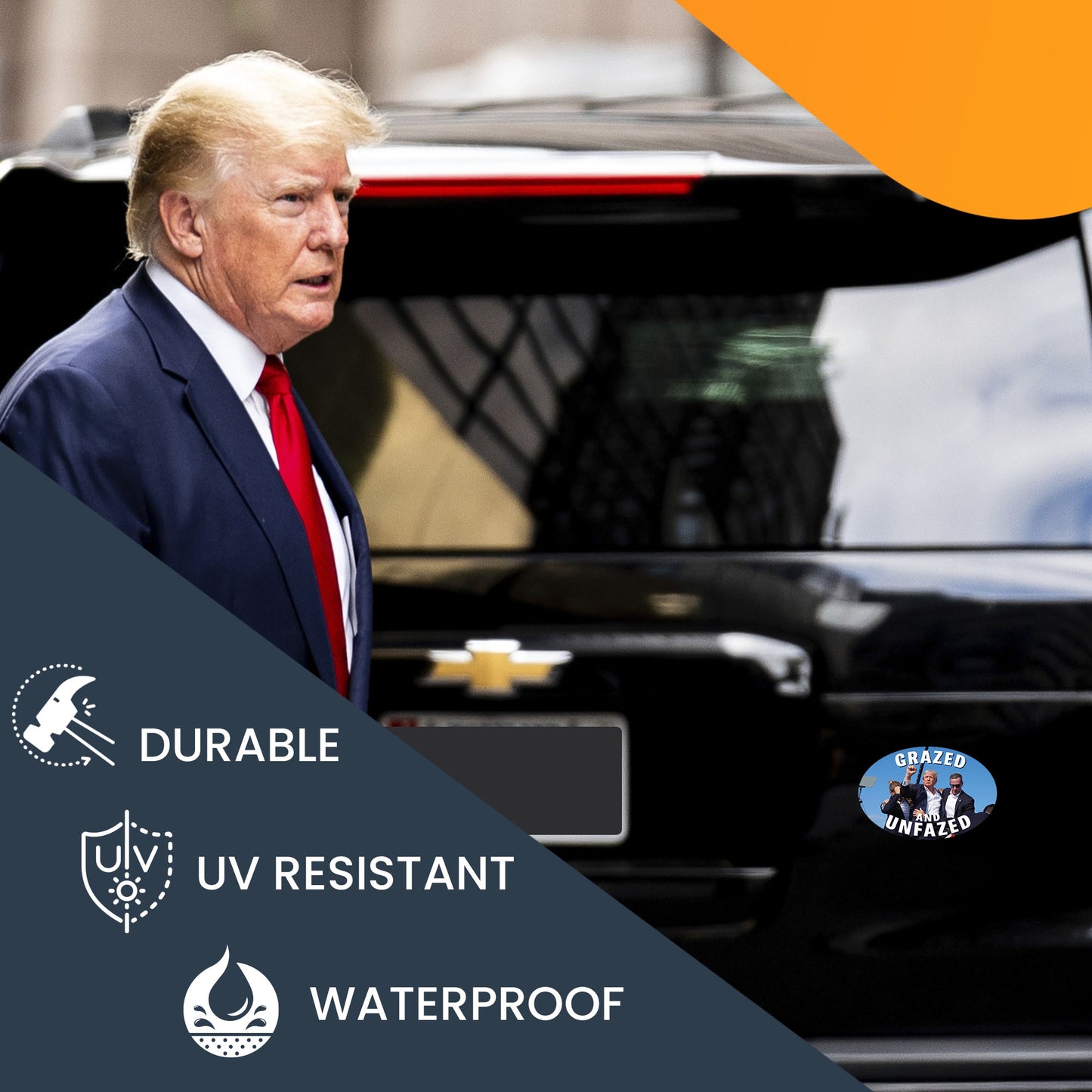 Magnet Me Up Grazed and Unfazed Donald Trump Magnet Decal - Support Your Favorite President! 4x6 inches, Bold and Resilient, Souvenir Gift for Supporters and Colletors, for Rallies, Crafted in USA