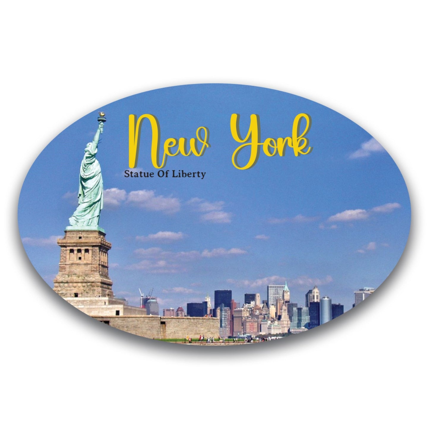 Magnet Me Up New York City Skyline Statue of Liberty State Scenic Oval Magnet Decal, 4x6 inch, Automotive Magnet for Car, Great Gift or Souvenir from The Big Apple Time Square, Crafted in USA