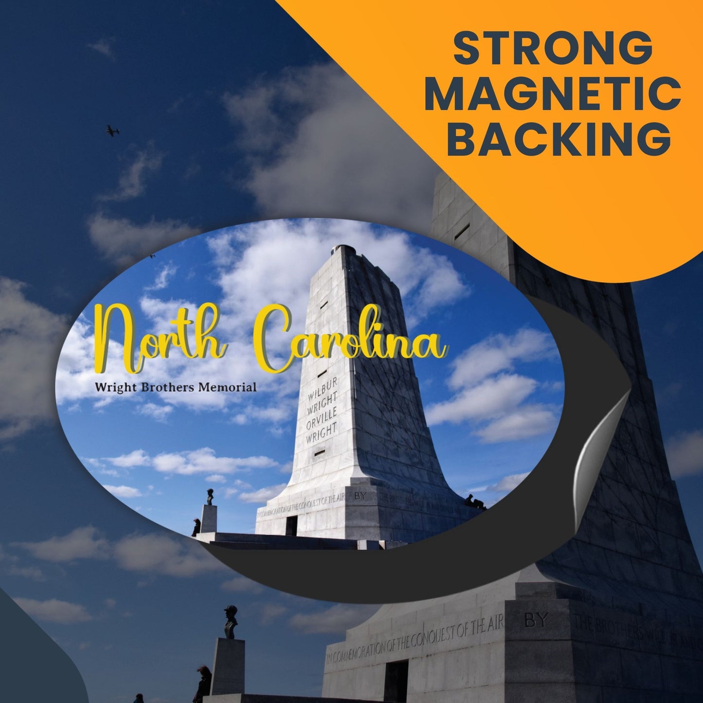 Magnet Me Up North Carolina Wright Brother's Memorial State Scenic Oval Magnet Decal, 4x6 inch, Automotive Magnet for Car, Great Gift or Souvenir of The Birthplace of Aviation, Crafted in USA