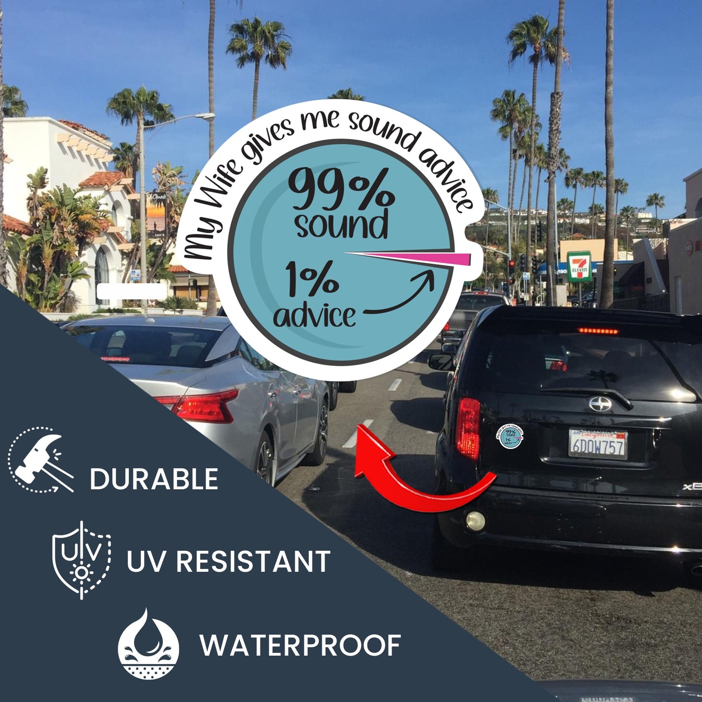 Magnet Me Up My Wife Gives Me Sound Advice Magnet Decal, 5 Inch, Funny Joke Gag Gift for Husband or Wife, Marriage and Relationship Humor, Automotive Magnet for Car, Truck, SUV, Crafted in USA