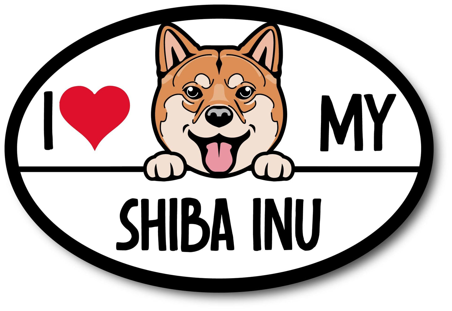 Magnet Me Up I Love My Shiba Inu Dog Breed Car Magnet Decal, 4x6 inches Oval, Show Your Love for Your Furry Friend with a Unique, Bumper Magnet