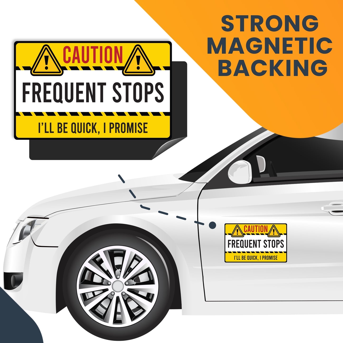 Magnet Me Up Caution Frequent Stops Delivery Driver Magnet Decal, 5x8 inch, Heavy Duty Automotive Magnet for Car Truck SUV Great for Delivery Drivers, Food, Service Delivery