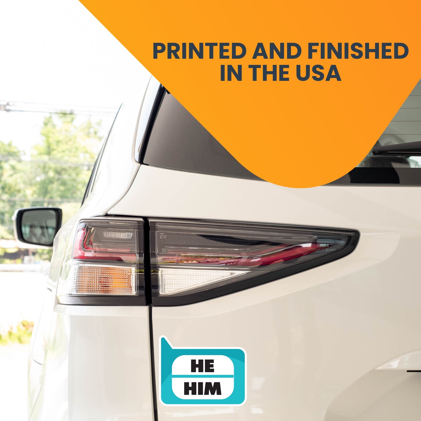 Magnet Me Up Pronoun He Him Magnet Decal, 4x5 inch, Heavy Duty Automotive Magnet for Car, Truck, SUV Or Any Magnetic Surface, in Support of Transgender and Self Expression