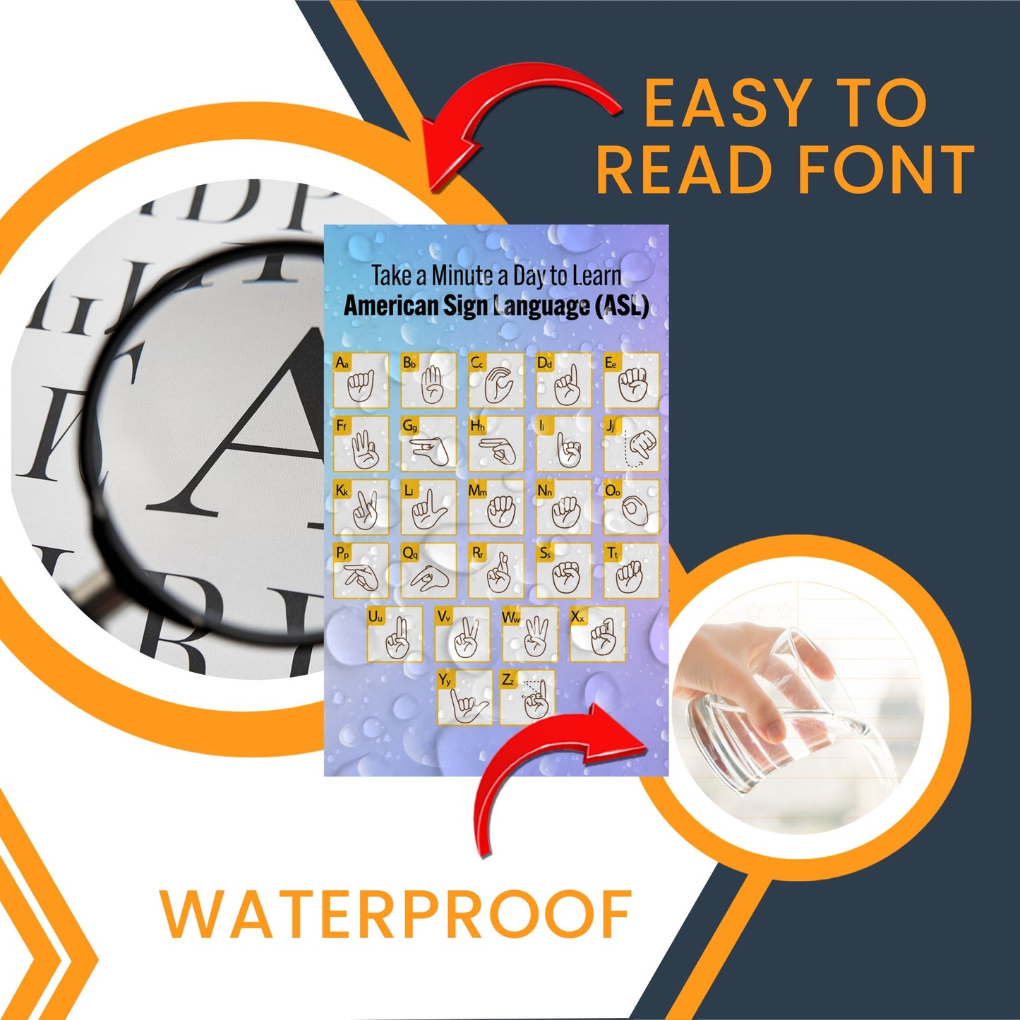 Magnet Me Up American Sign Language ASL Fridge Magnet, 8x5 Inches, Lavender, Educational and Decorative Sign Language Alphabet Magnet