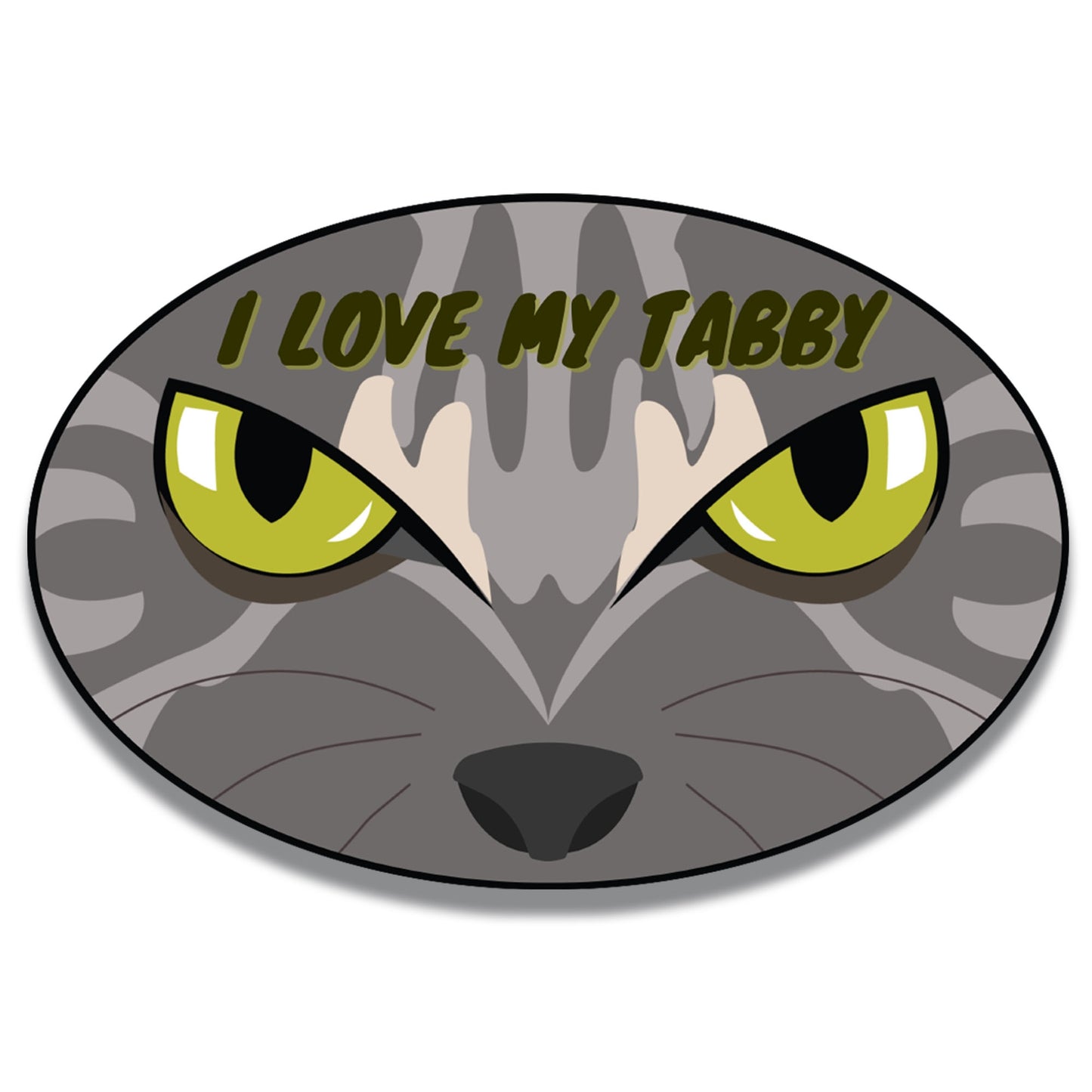 Magnet Me Up I Love My Tabby Cute Cat Breed Car Magnet Decal, 4x6 Inches Oval, Friendly and Affectionate, Bumper Magnet, Fridge Decor