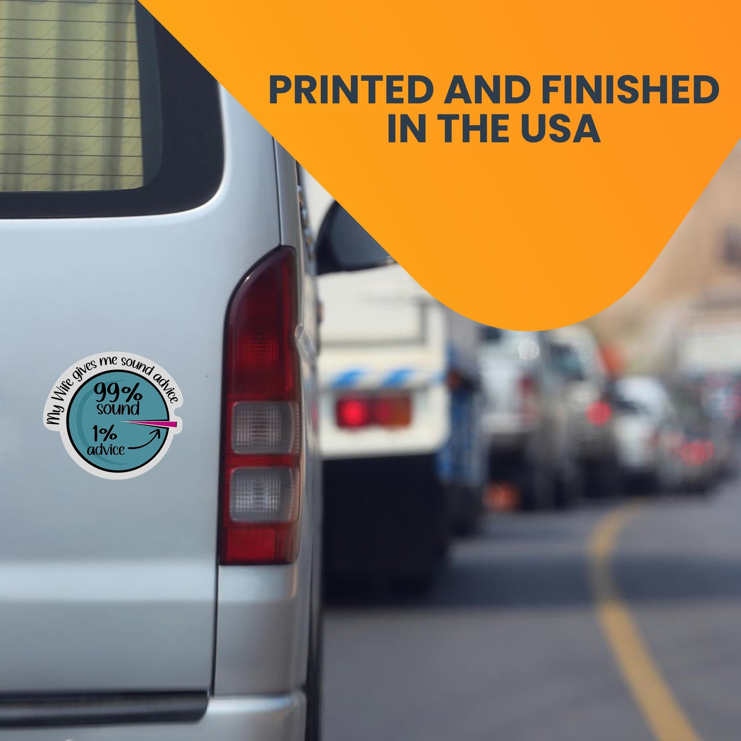 Magnet Me Up My Wife Gives Me Sound Advice Magnet Decal, 5 Inch, Funny Joke Gag Gift for Husband or Wife, Marriage and Relationship Humor, Automotive Magnet for Car, Truck, SUV, Crafted in USA