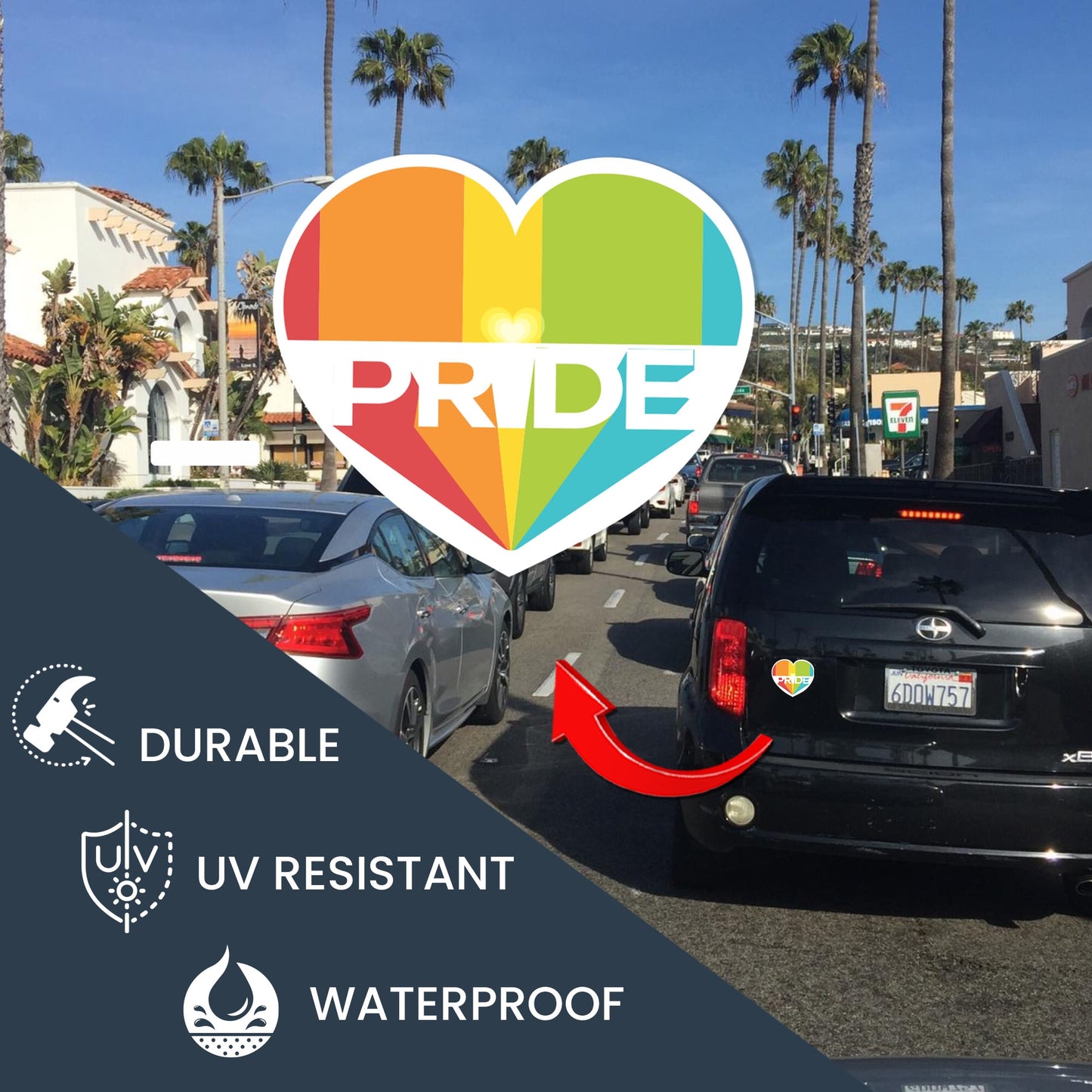 Magnet Me Up LGBTQA LGBTQ Pride Rainbow Heart Magnet Decal, 4.5x5 Inch, Support Gay Pride and Equality, Love Conquers All, Automotive Magnet for Car, Truck, Or Any Magnetic Surface, Made in USA