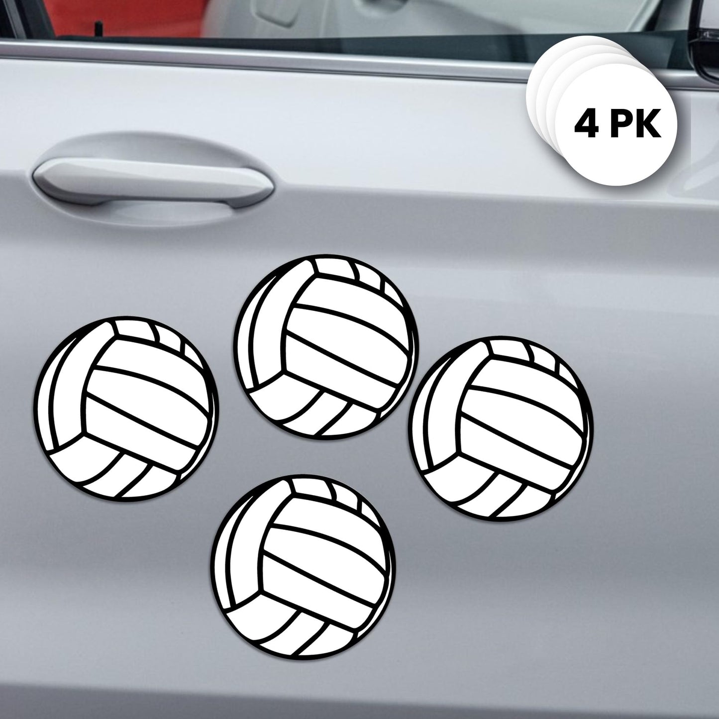 Magnet Me Up Volleyball Sports Magnet Decal, 5 Inch Round, 4 Pack, Goal Getter, Automotive Magnet for Car, Truck, Van, SUV, Lockers, Fridge