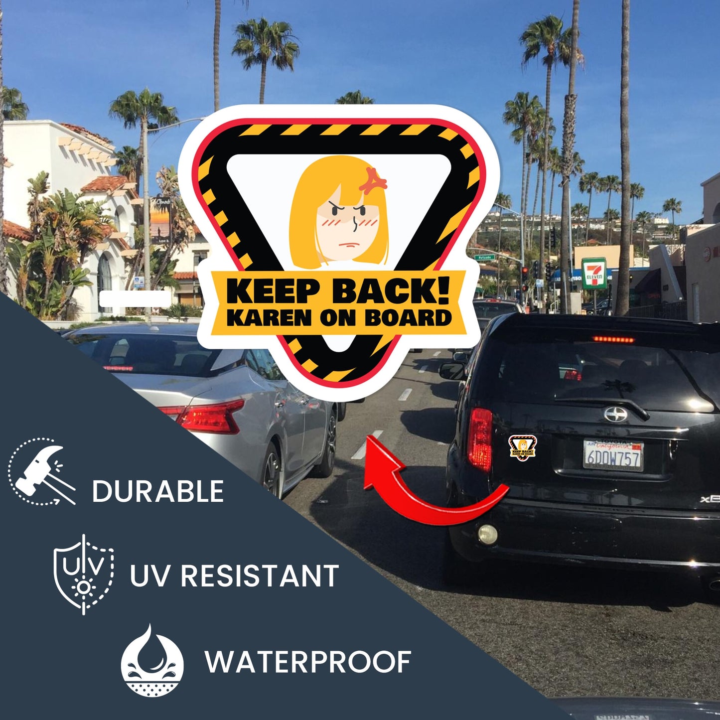 Magnet Me Up Keep Back! Karen On Board Magnet Decal, No Tailgating, 5x5 Inch, Funny Joke Gag Gift, Vehicle Safety, Automotive Magnet for Car, Truck, SUV, Or Any Other Magnetic Surface, Crafted in USA