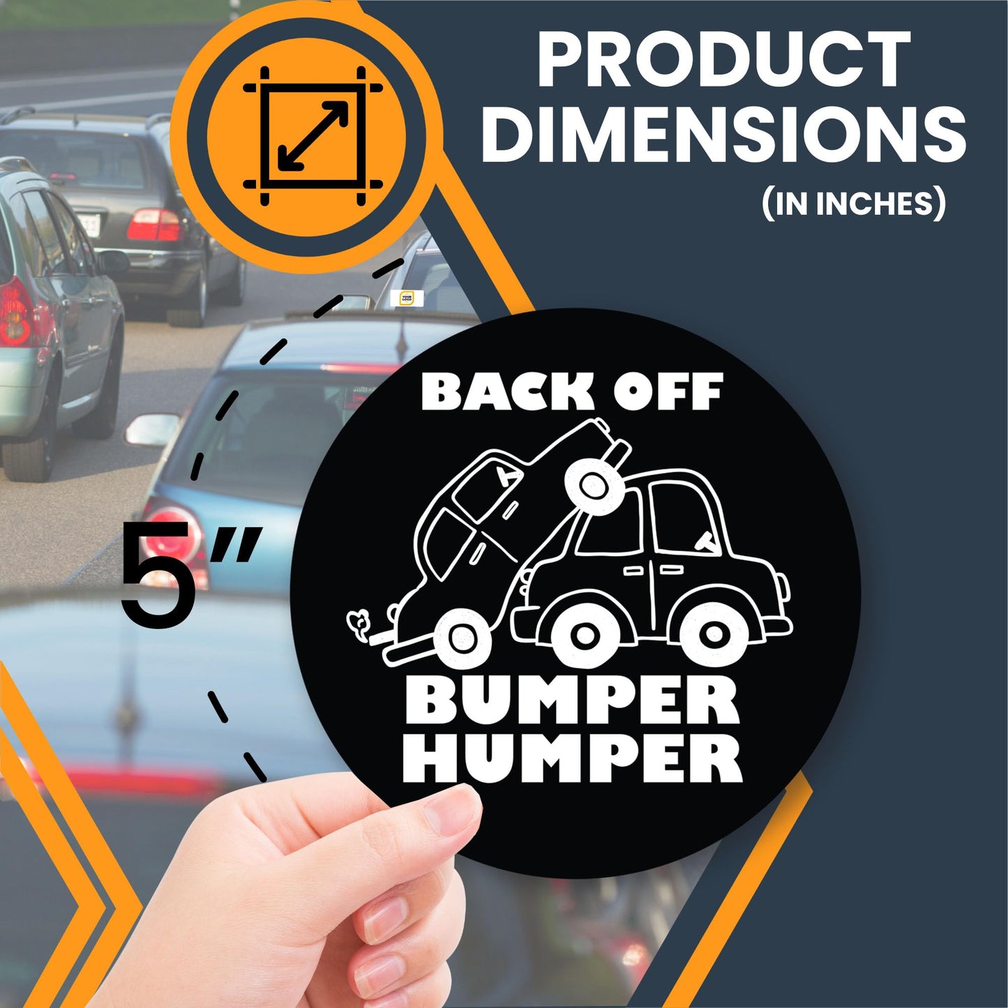 Magnet Me Up Back Off Humper Bumper Magnet Decal, Humorous Message for Tailgaters, Drive with Peace of Mind, Funny Car Magnet, 5-inch Round, Car Accessories, Souvenir Gift, Made in The USA