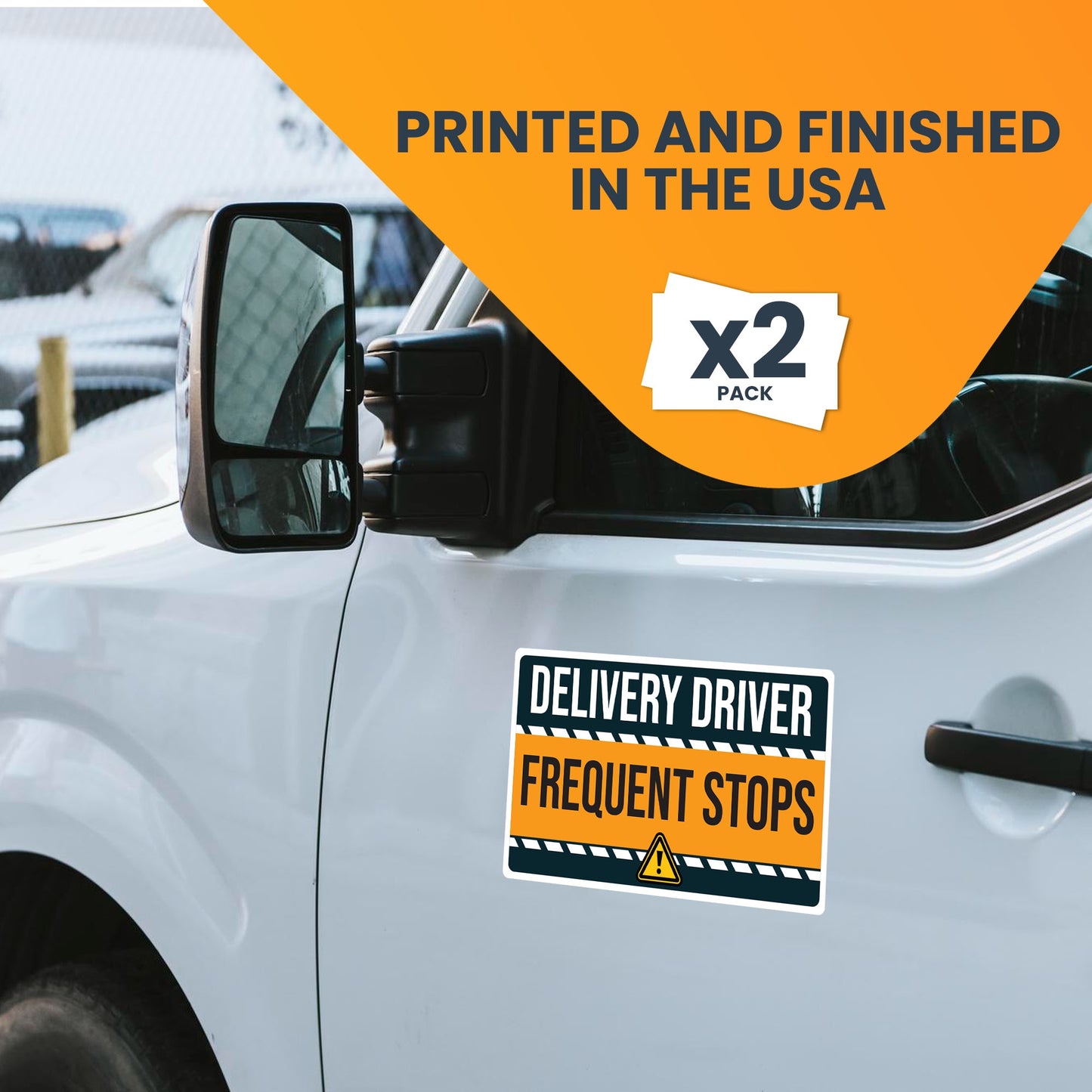 Magnet Me Up Caution Frequent Stops Delivery Driver Magnet Decal, 2PK, 5x8 inch, Heavy Duty Automotive Magnet for Car, Truck, Any Magnetic Surface, For Flex Delivery Driver, Made in USA