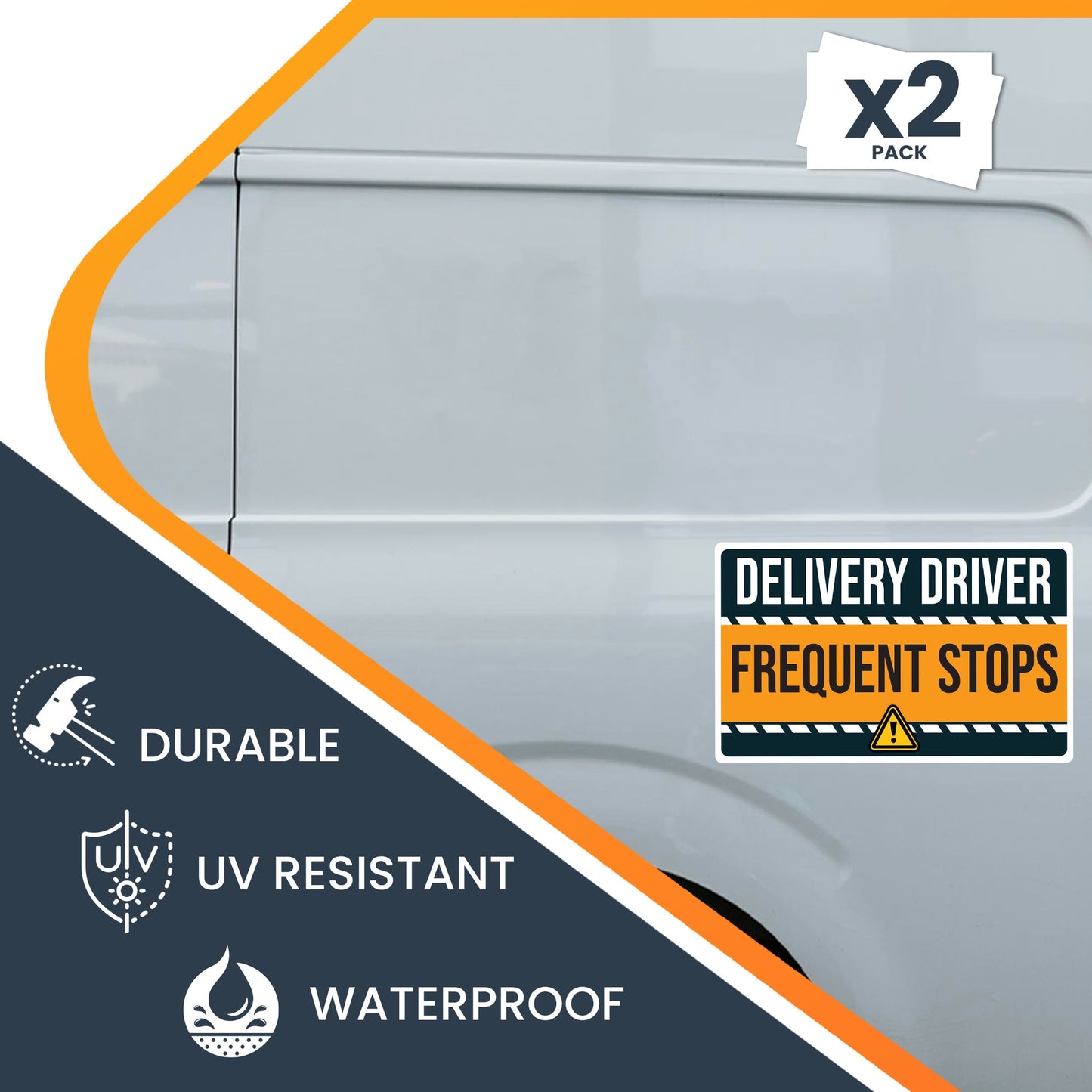 Magnet Me Up Caution Frequent Stops Delivery Driver Magnet Decal, 2PK, 5x8 inch, Heavy Duty Automotive Magnet for Car, Truck, Any Magnetic Surface, For Flex Delivery Driver, Made in USA