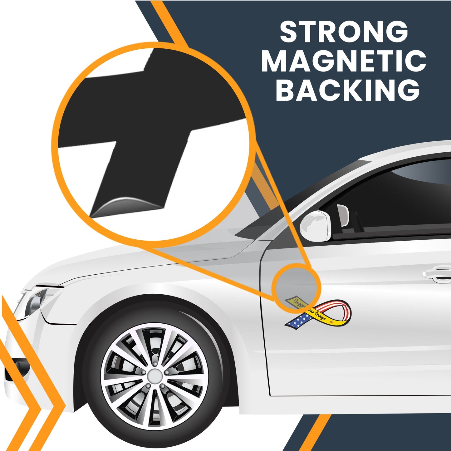 Magnet Me Up Support Our Troops American Flag Patriotic Ribbon Magnet Decal, 3.5x7 Inches, Heavy Duty Automotive Magnet for Car Truck SUV, in Support of Military, Crafted in The USA