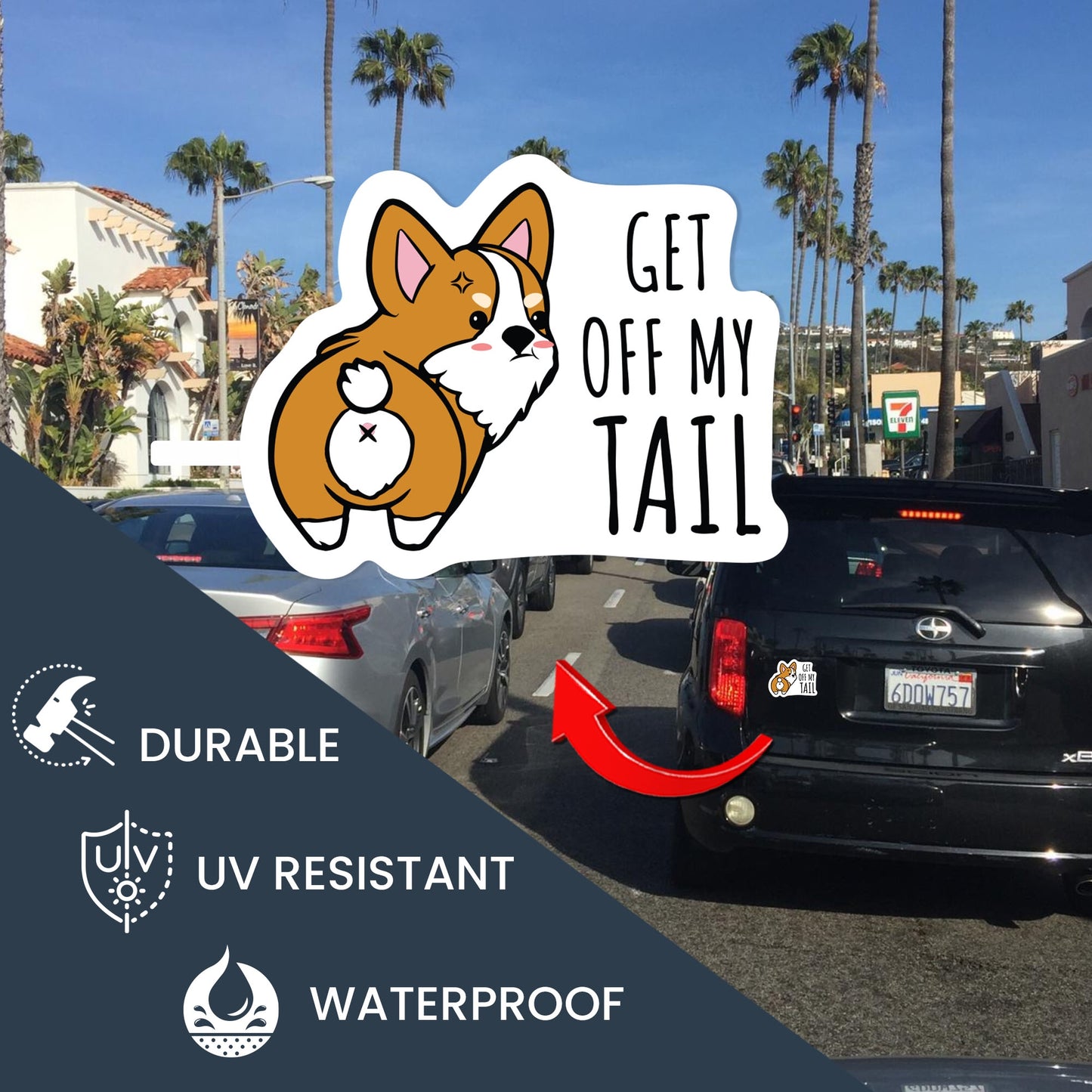 Magnet Me Up Get Off My Tail Corgi Dog Magnet Decal, No Tailgating, 5.5x4 Inch, Funny Cute Joke Gag Gift, Vehicle Safety, Automotive Magnet for Car, Truck, SUV, for Dog Lovers, Crafted in USA