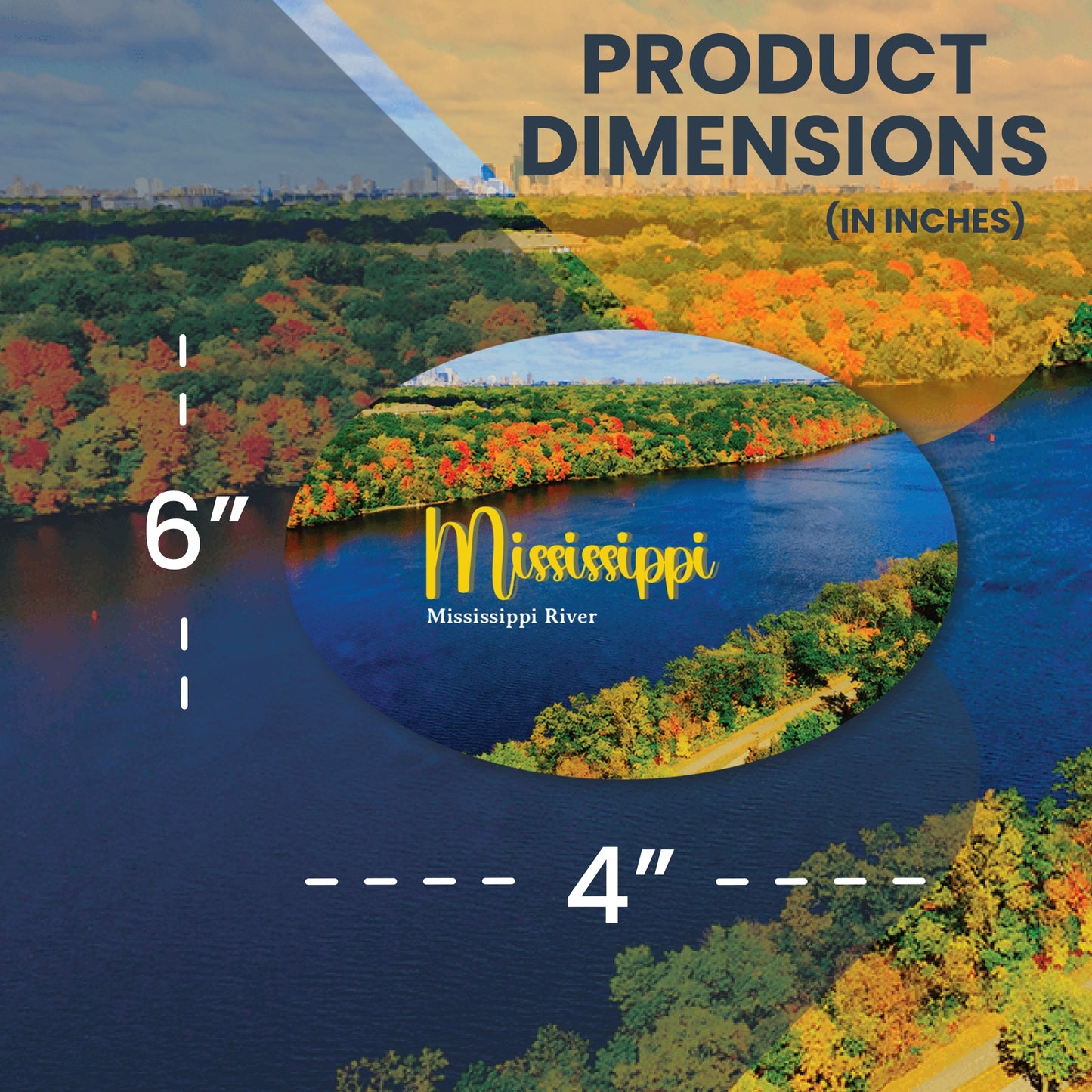 Magnet Me Up Mississippi River Scenic Oval Magnet Decal, 4x6 inch, Automotive Magnet for Car, Truck, SUV, Great for Gift or Souvenir Showing Southern Pride, Crafted in USA