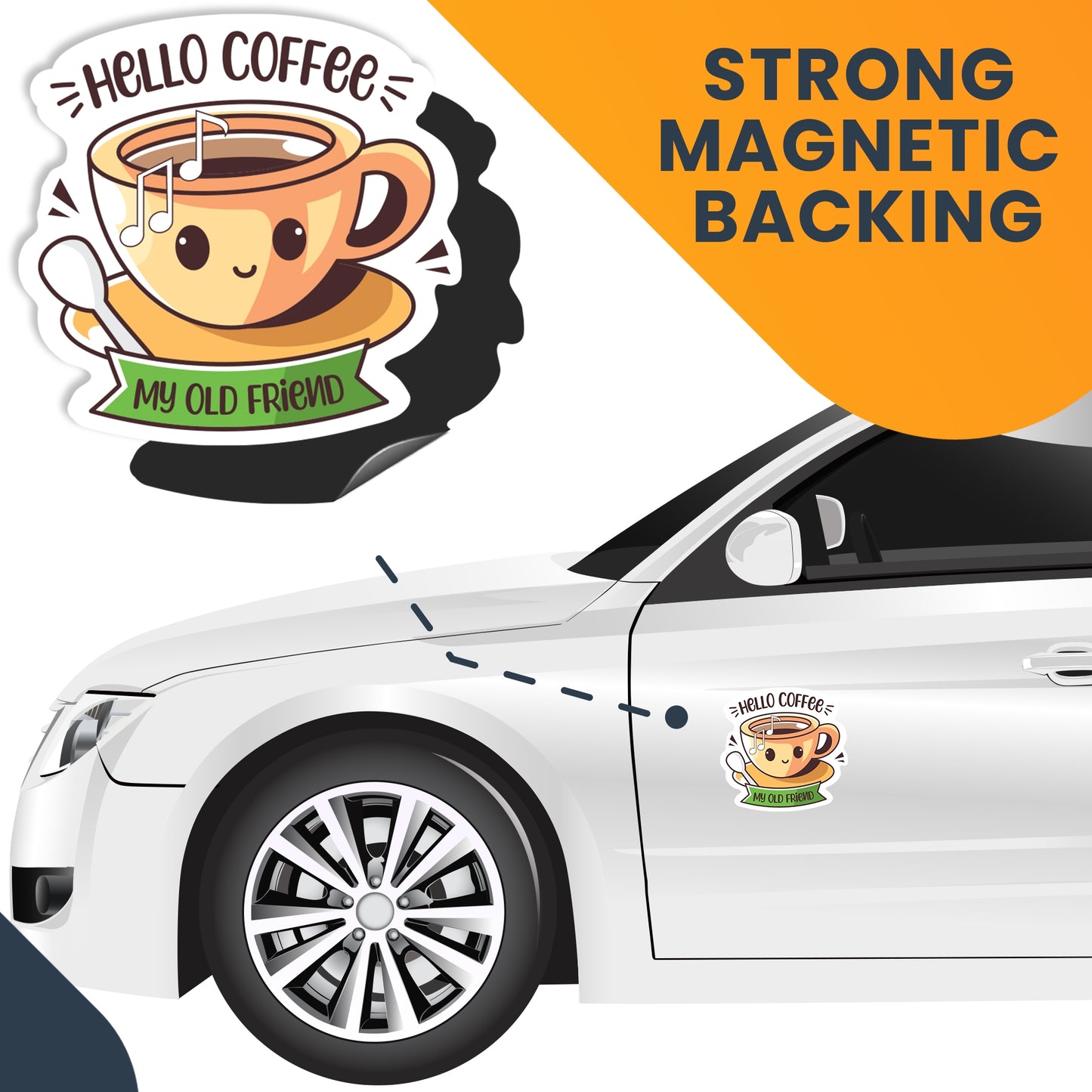 Magnet Me Up Hello Coffee My Old Friend Funny Cute Magnet Decal, 5 inch, Heavy Duty Automotive Magnet for Car, Truck, SUV Or Any Magnetic Surface, Funny Magnet Gift for Coffee Lovers