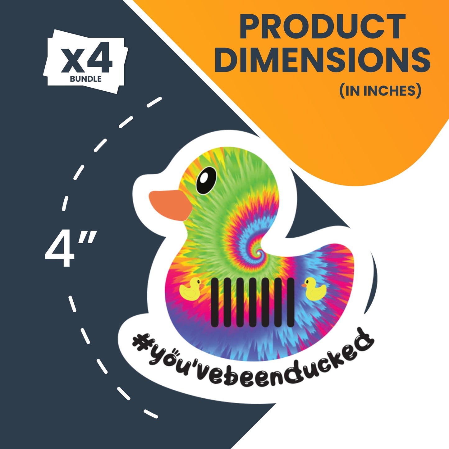 Magnet Me Up You've Been Ducked Cute Vehicle Duck Magnets, Ducking Game, 4 Pk, 4x4 in, Army Tie Dye Leopard Zebra, Bumper Magnet