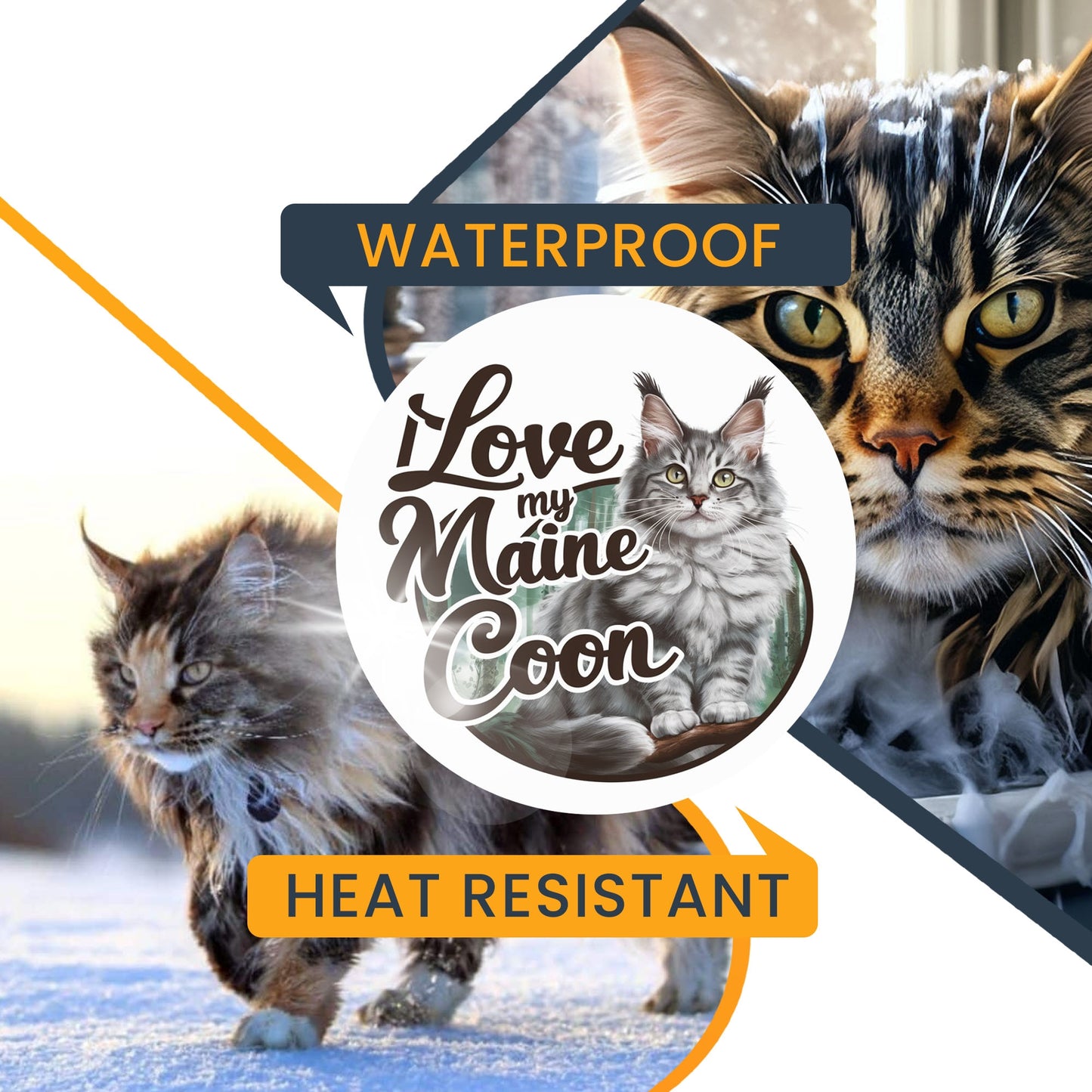 Magnet Me Up I Love My Maine Coon Realistic Adorable Cat Car Magnet, 5 Inch Round, Cute Fridge Magnet, Show Your Love for Feline Friends, Any Magnetic Surface, Gift for Cat Lovers, Crafted in USA