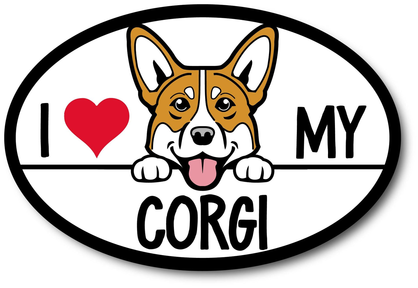 Magnet Me Up I Love My Corgi Magnetic Car Decal, 4x6 Inches Oval, Dog Lover Gift for Dog Breed Enthusiasts, Dwarf Dog, for Car, Fridge, and Any Magnetic Surface, Crafted in USA