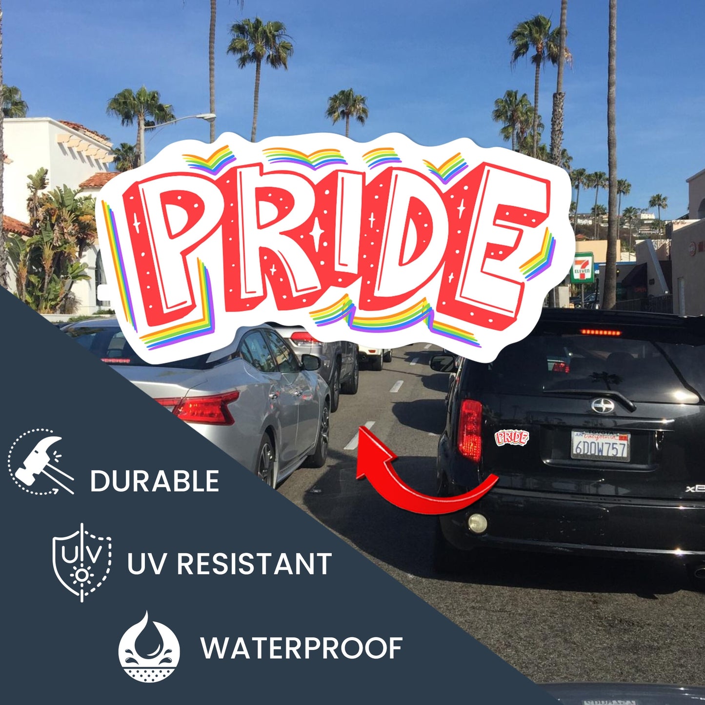 Magnet Me Up Pride LGBTQ Magnet Decal, 6x4 Inch, Rainbow Support Gay Pride and Equality, Love Conquers All, Automotive Magnet for Car, Truck, Or Any Magnetic Surface, Made in USA