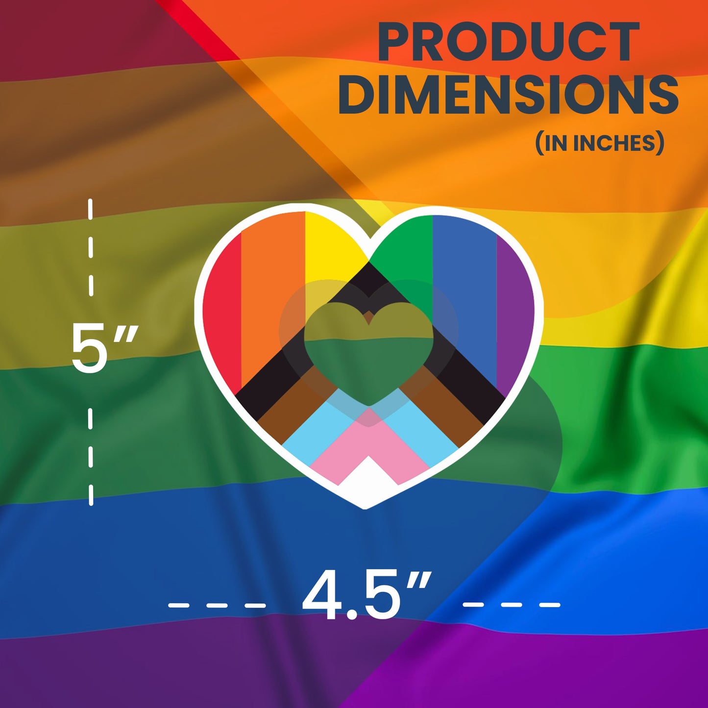 Magnet Me Up LGBTQA LGBTQ Progress Pride Heart Rainbow Flag Magnet Decal, 4.5x5 Inch, Support Gay Pride and Equality, Love Conquers All, Automotive Magnet for Car, Truck, Made in USA