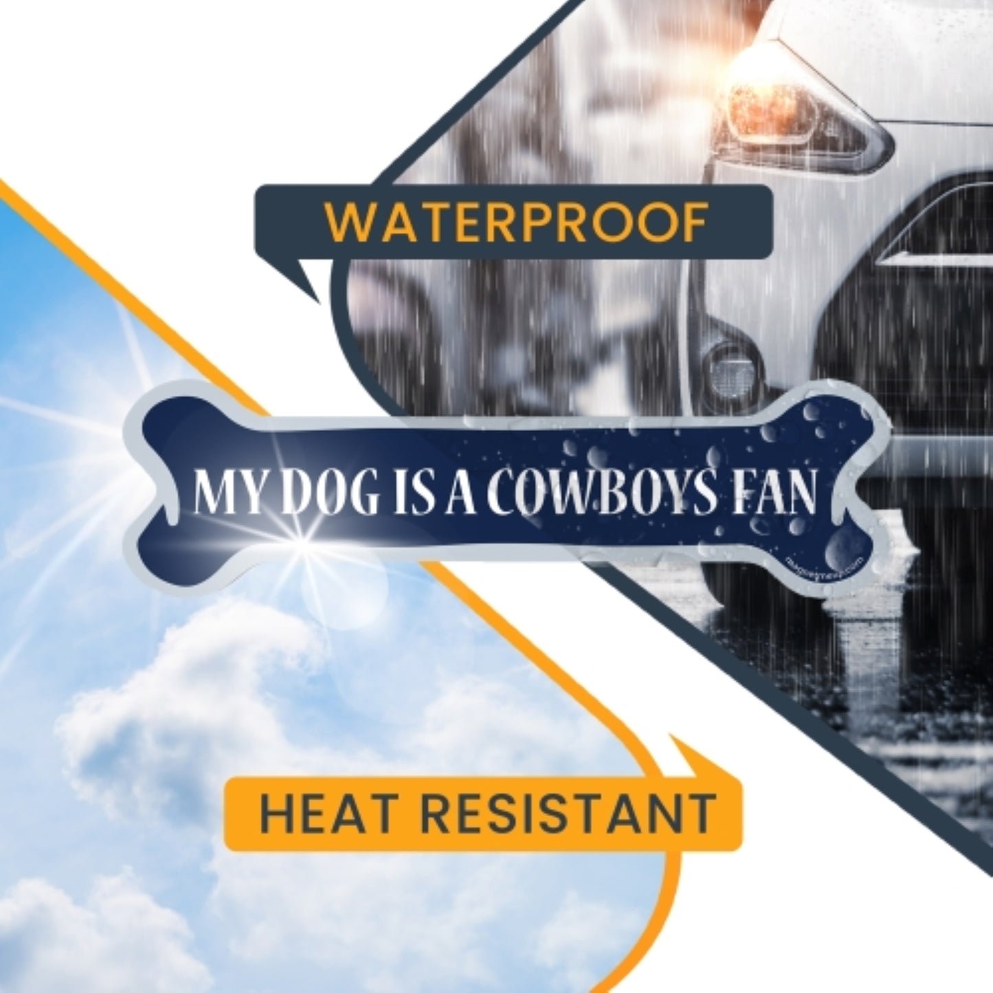 My Dog is a Cowboys Fan Dog Bone Car Magnet - 2 x 7" Dog Bone Decal Heavy Duty for Car Truck SUV Waterproof …