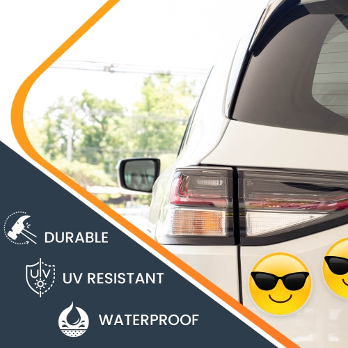 Magnet Me Up Sunglasses Cool Emoticon Magnet Decal, 5 Inch Round, 2 Pack, Cute Self-Expression Decorative Magnet for Car
