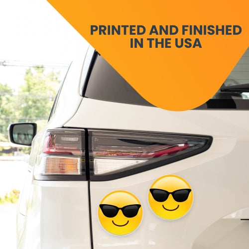 Magnet Me Up Sunglasses Cool Emoticon Magnet Decal, 5 Inch Round, 2 Pack, Cute Self-Expression Decorative Magnet for Car