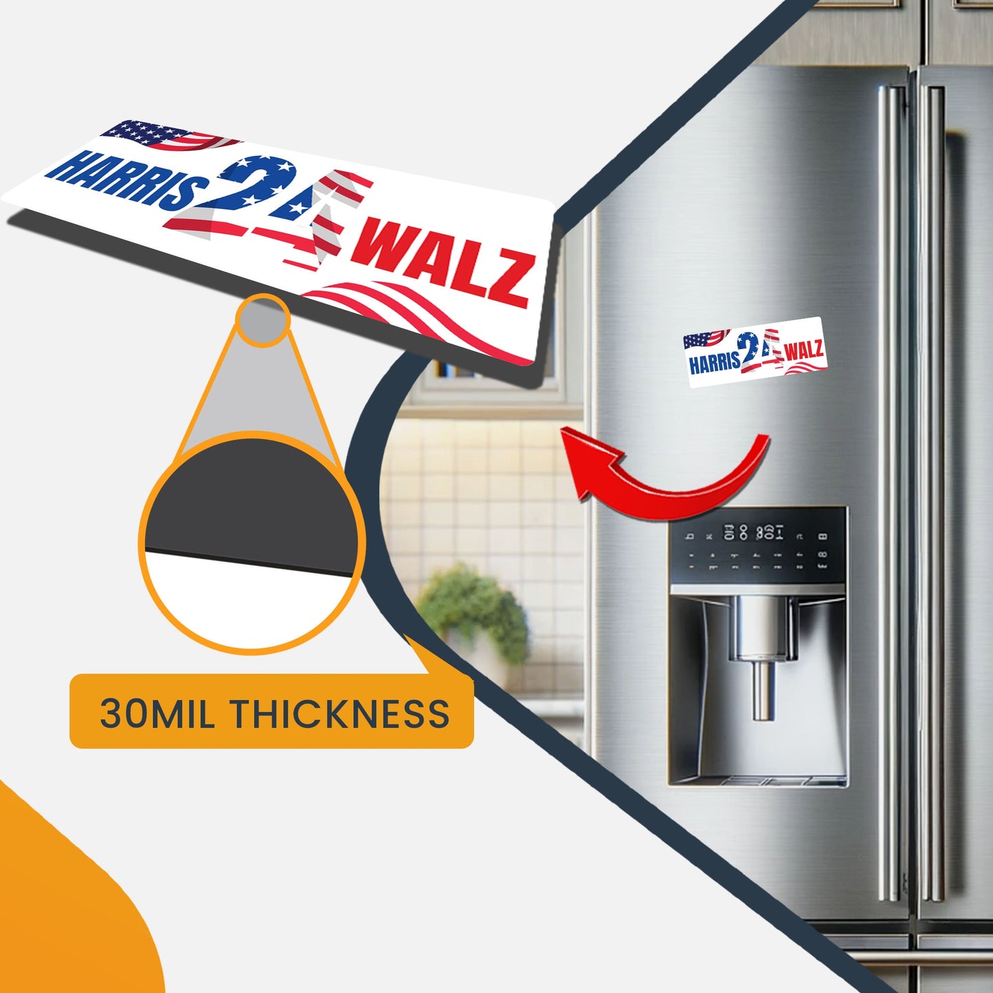 Magnet Me Up Kamala Harris Tim Walz Walts 2024 Election Magnetic Decal, 3x8 Inch Rectangle, President 2024, Political Campaign Souvenir, Democrat, Political Race, Any Magnetic Surface, Crafted in USA