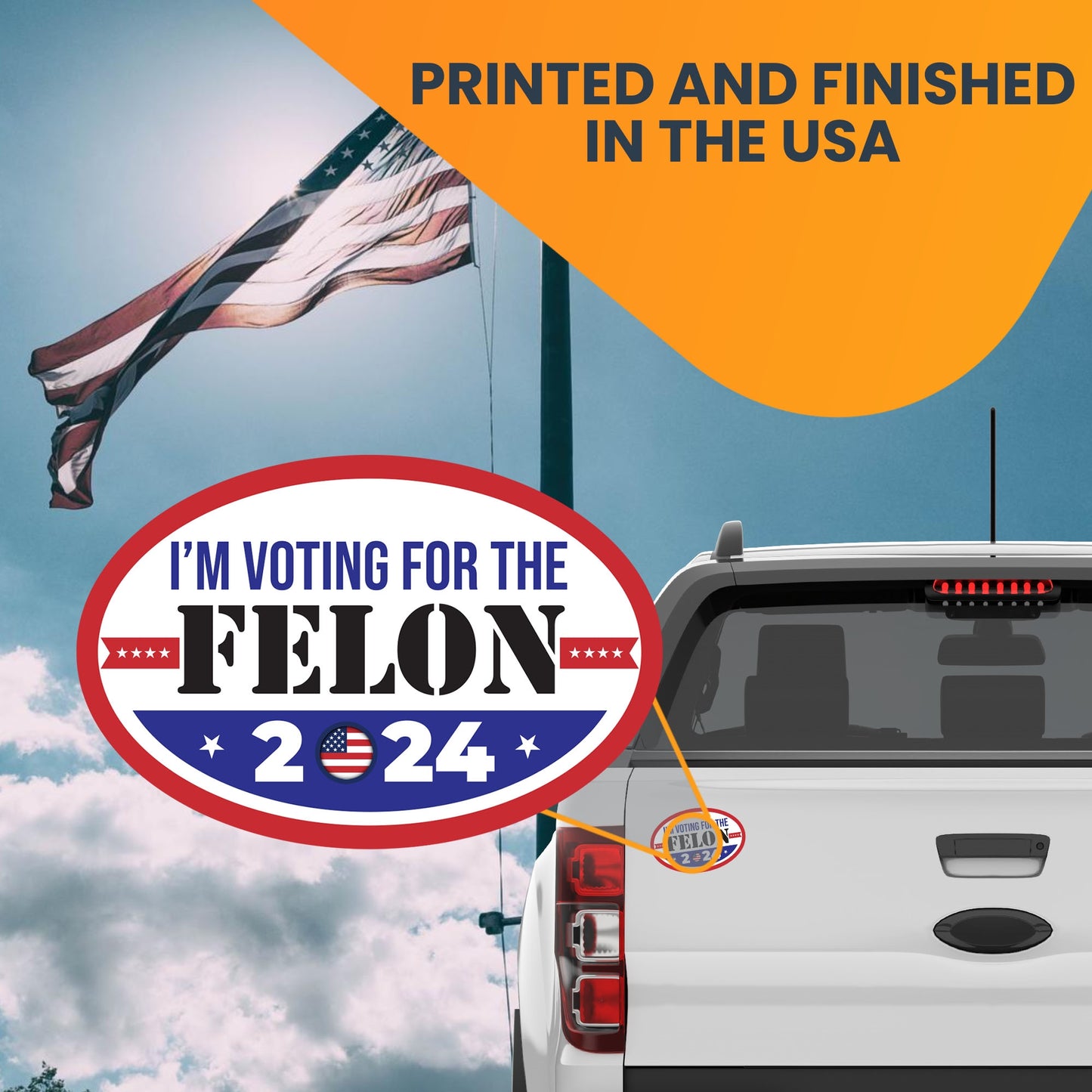 Magnet Me Up I'm Voting for The Felon 2024 Trump Magnet Decal, 4x6 inch, Voting for The Convicted Felon, Trump for President Supporters, Felon Rights, any Magnetic Surface, Republican, Crafted in USA