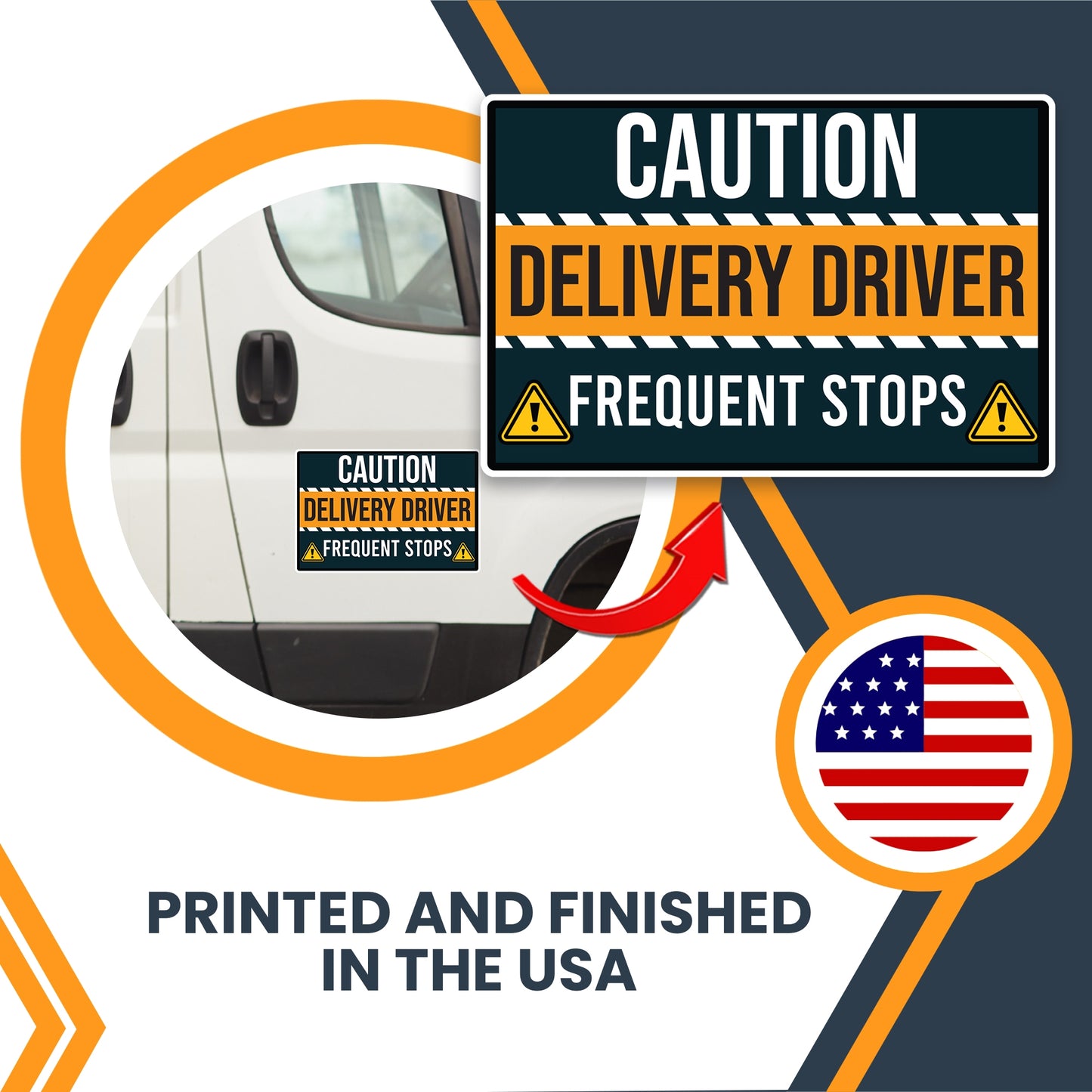 Magnet Me Up Caution Frequent Stops Delivery Driver Automotive Magnet Decal, 3 Pack, Two 8x12 inch and One 3x10 inch, Automotive Magnet for Car, Delivery Driver, Crafted in USA