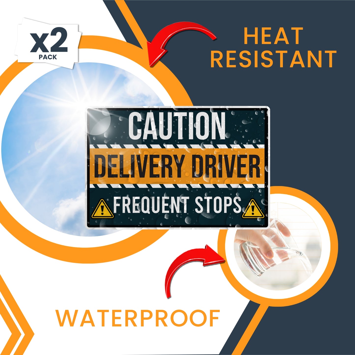 Magnet Me Up Caution Frequent Stops Delivery Driver Magnet Decal, 2PK, LARGE 12x18 inch, Heavy Duty Automotive Magnet for Car, Any Magnetic Surface, Flex Delivery Driver, Crafted in USA