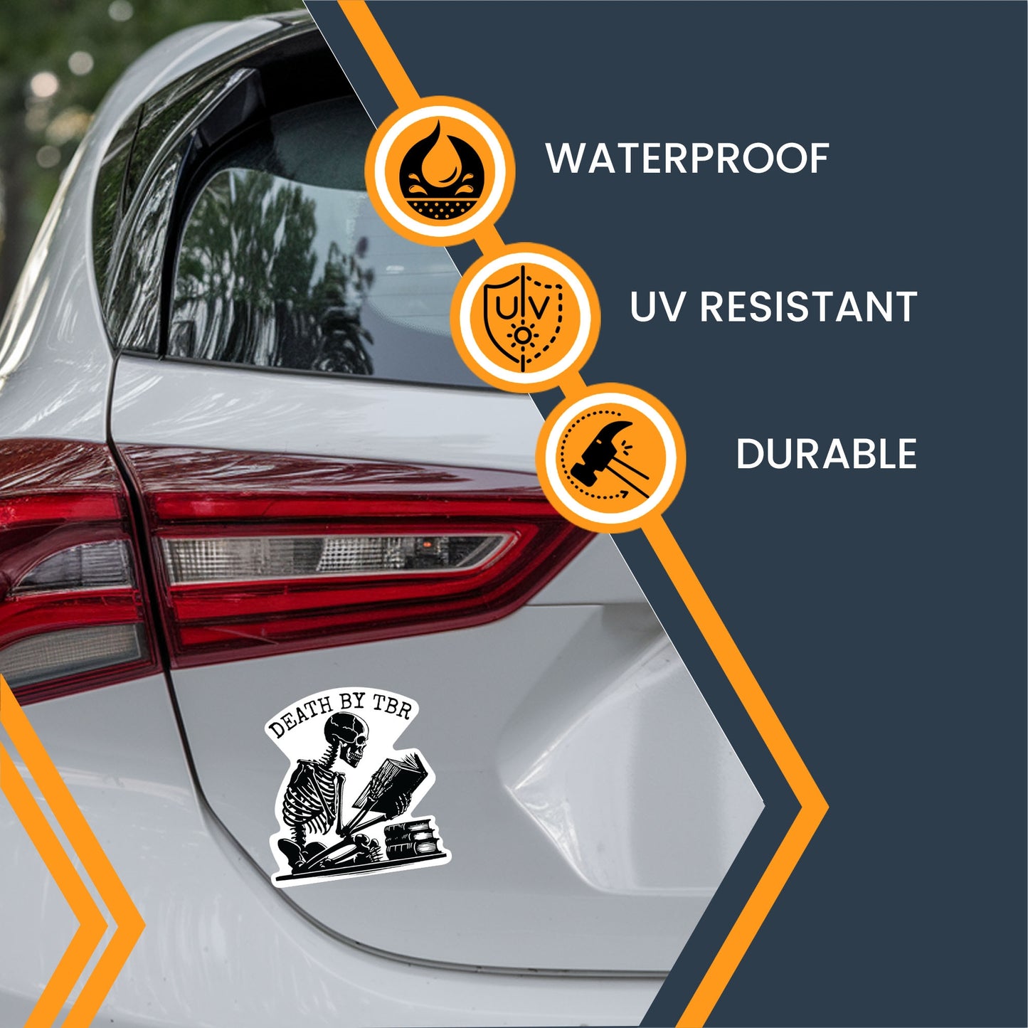 Magnet Me Up Death by TBR Magnet Decal, 5 Inches, Funny Book Lover Accessory for Cars, Lockers, and Fridges, Great Gift for Readers