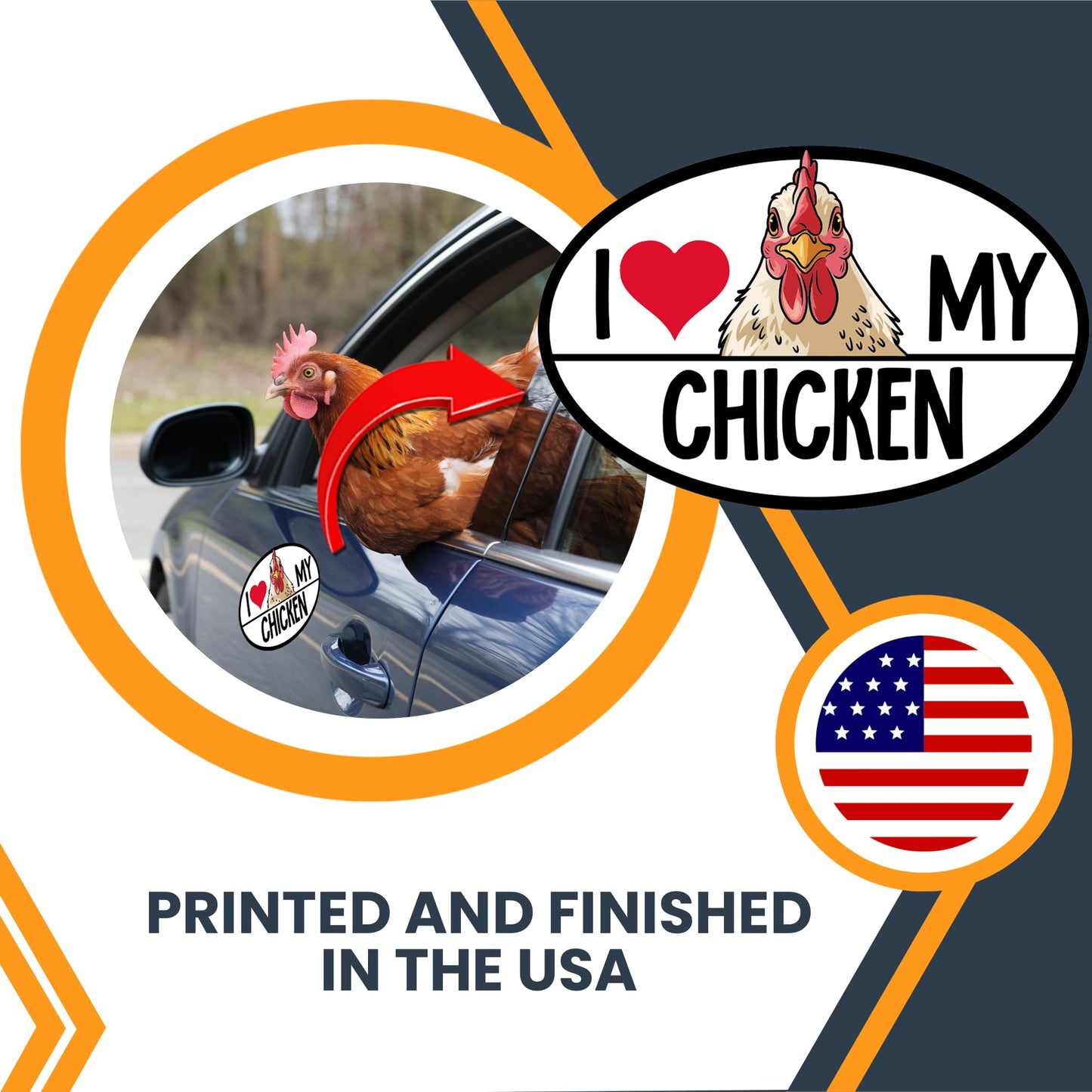 Magnet Me Up I Love My Chicken Car Magnet Decal, Farm Animal, 4x6 Inches, Funny Magnet, Chicken Car Decal, Car Accessories, Souvenir Gifts