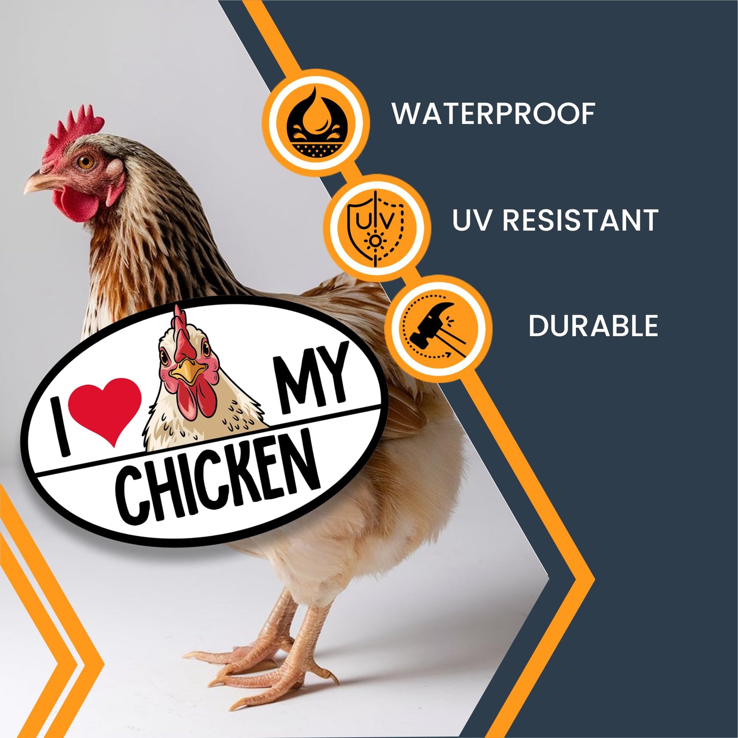 Magnet Me Up I Love My Chicken Car Magnet Decal, Farm Animal, 4x6 Inches, Funny Magnet, Chicken Car Decal, Car Accessories, Souvenir Gifts