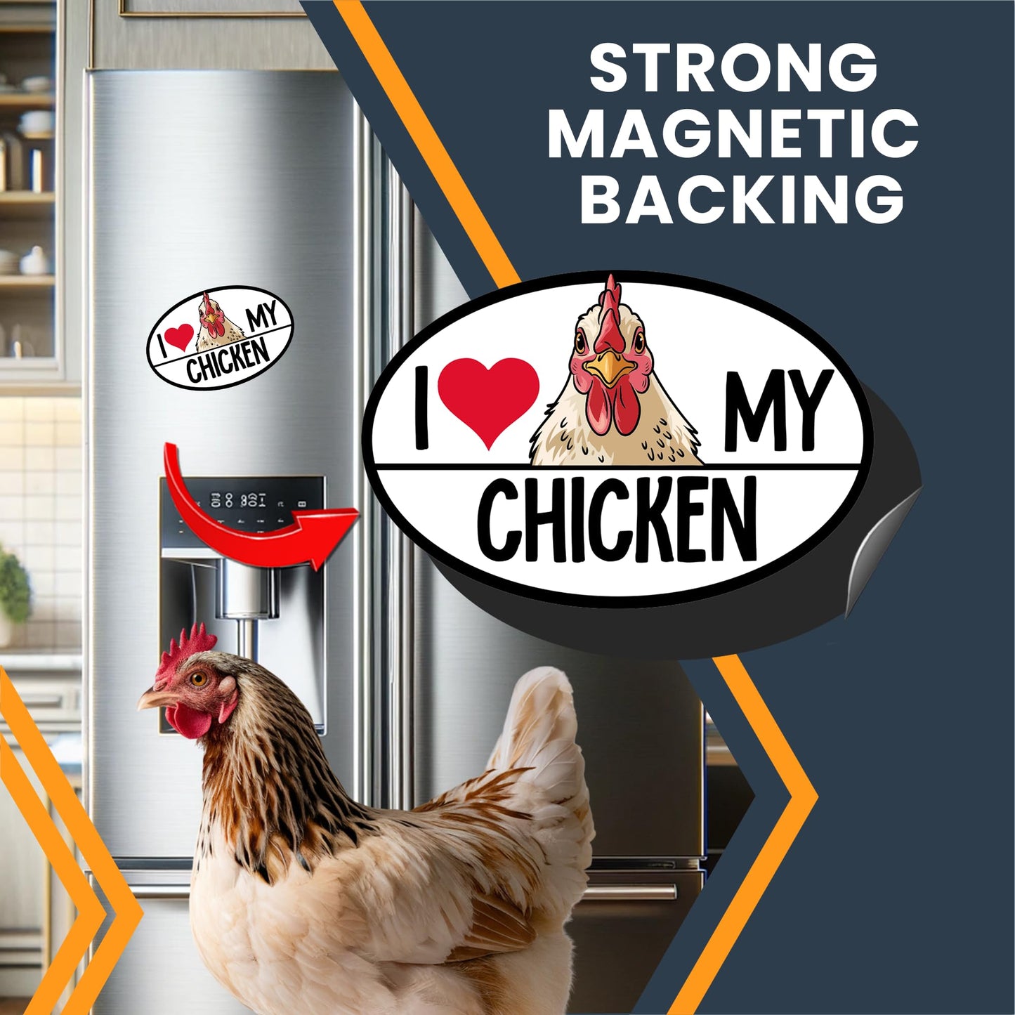 Magnet Me Up I Love My Chicken Car Magnet Decal, Farm Animal, 4x6 Inches, Funny Magnet, Chicken Car Decal, Car Accessories, Souvenir Gifts
