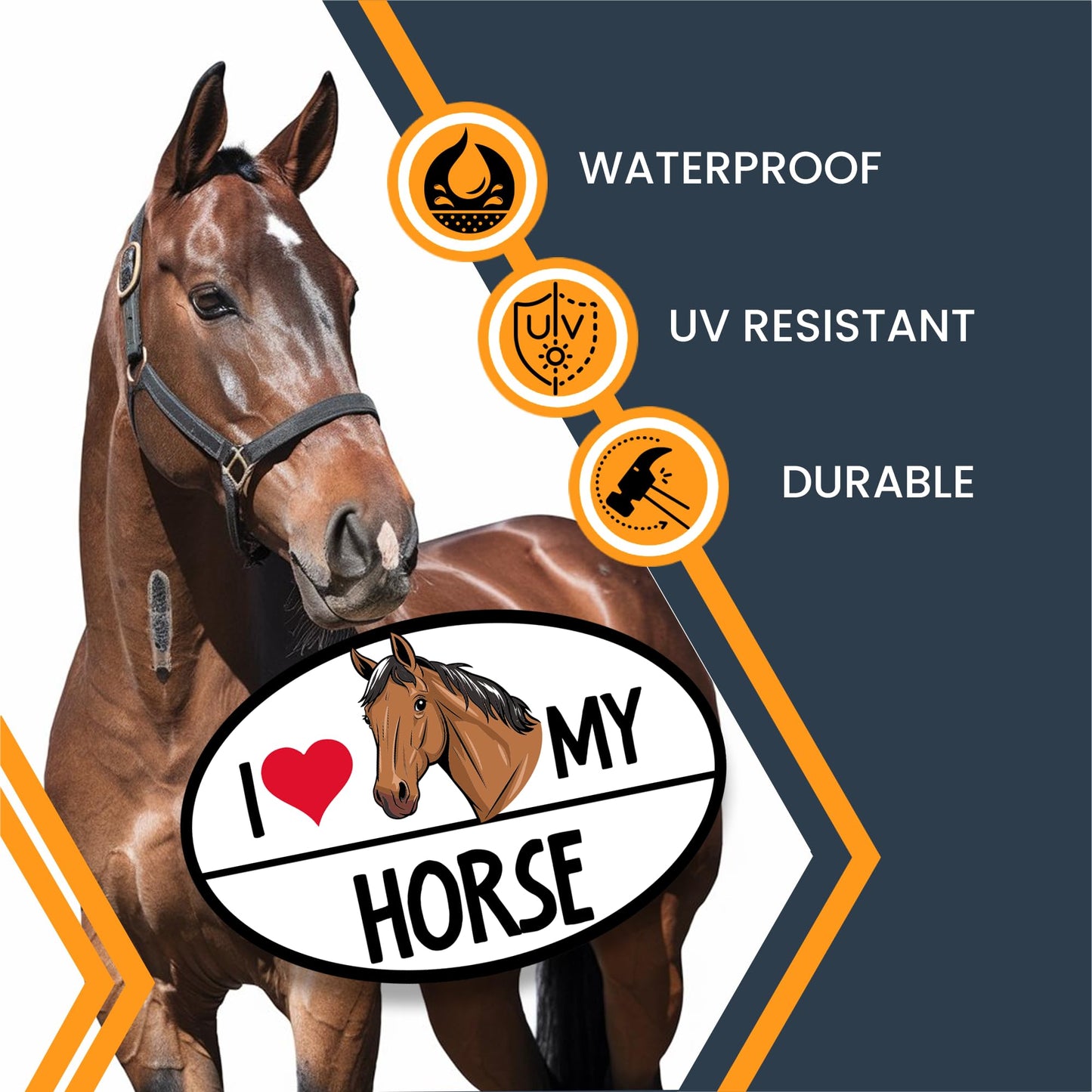 Magnet Me Up I Love My Horse Car Magnet Decal, Farm Animals, 4x6 Inches, Farm Animals Theme, Souvenir Gifts, Equestrian Magnetic Car Decal