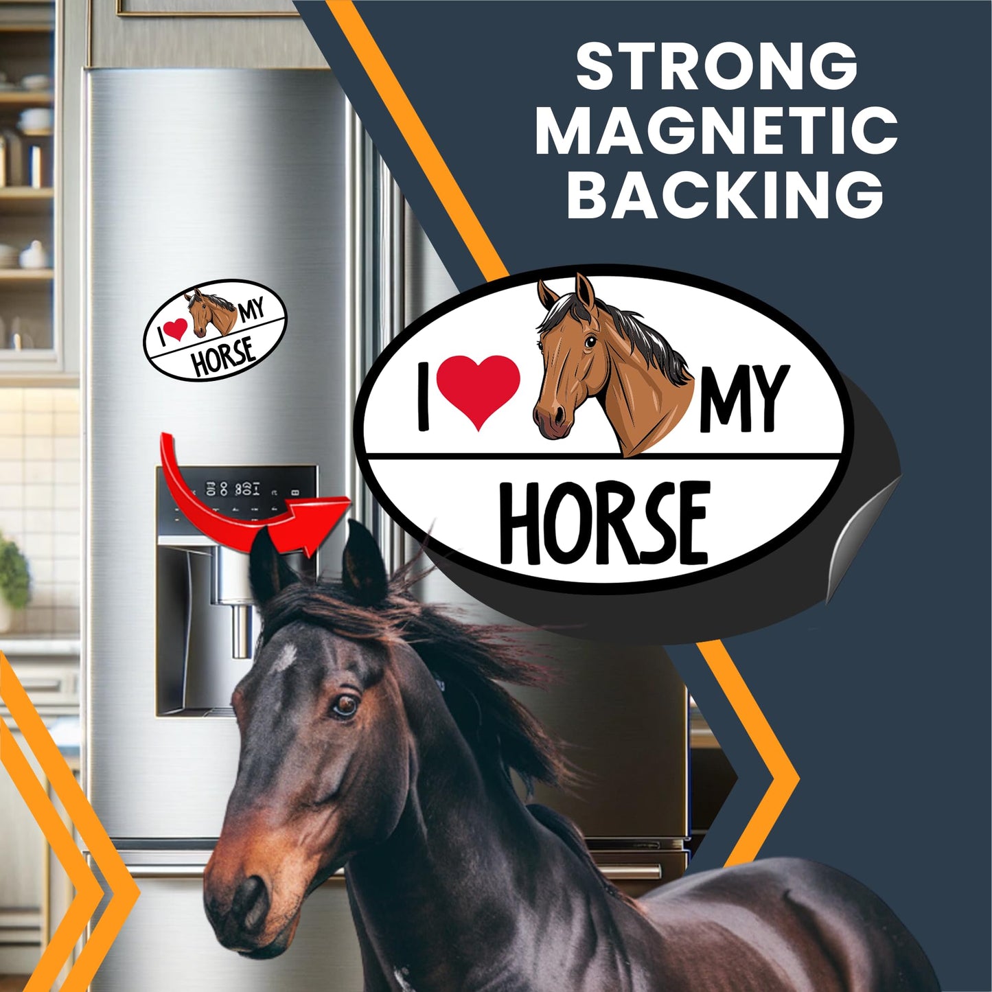 Magnet Me Up I Love My Horse Car Magnet Decal, Farm Animals, 4x6 Inches, Farm Animals Theme, Souvenir Gifts, Equestrian Magnetic Car Decal