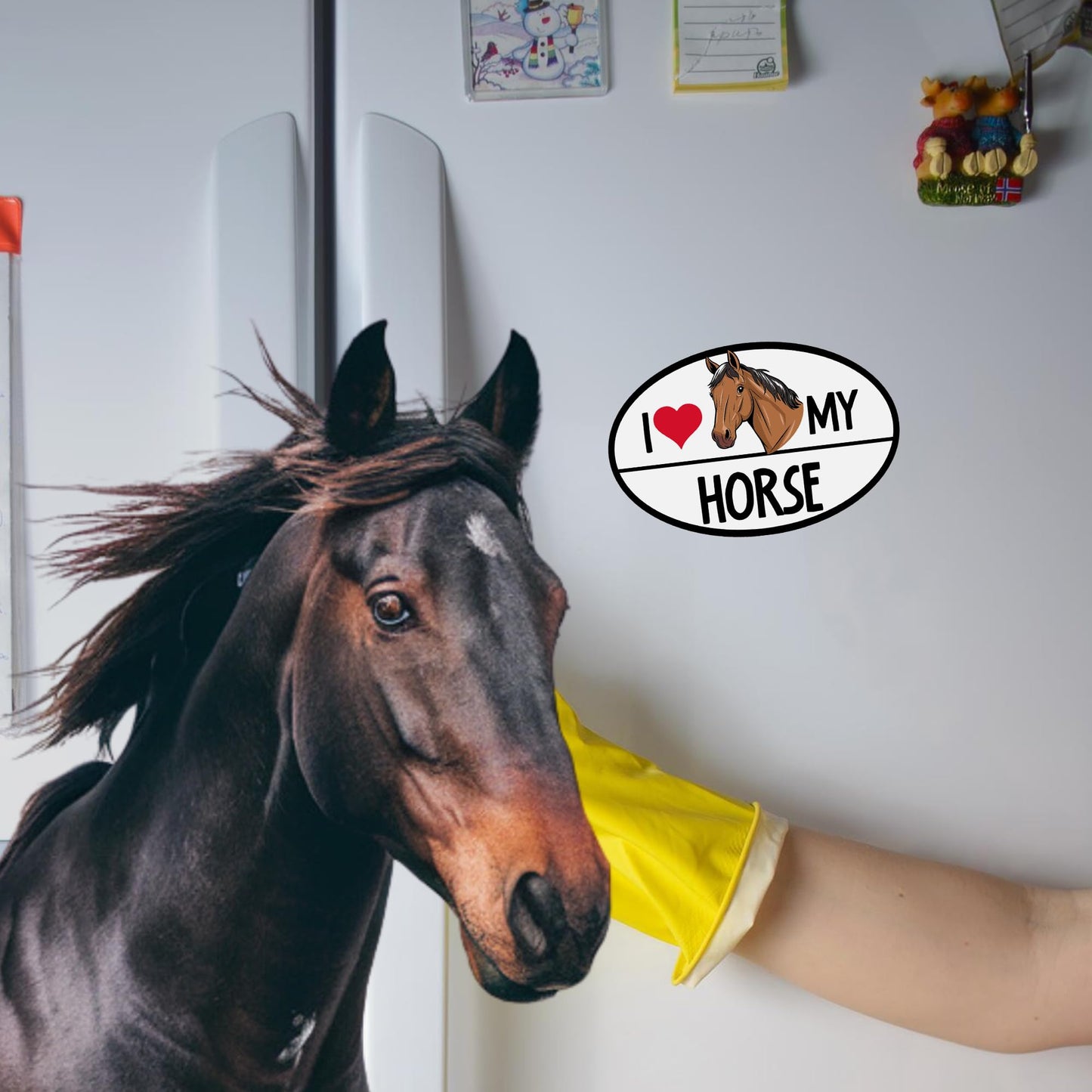 Magnet Me Up I Love My Horse Car Magnet Decal, Farm Animals, 4x6 Inches, Farm Animals Theme, Souvenir Gifts, Equestrian Magnetic Car Decal